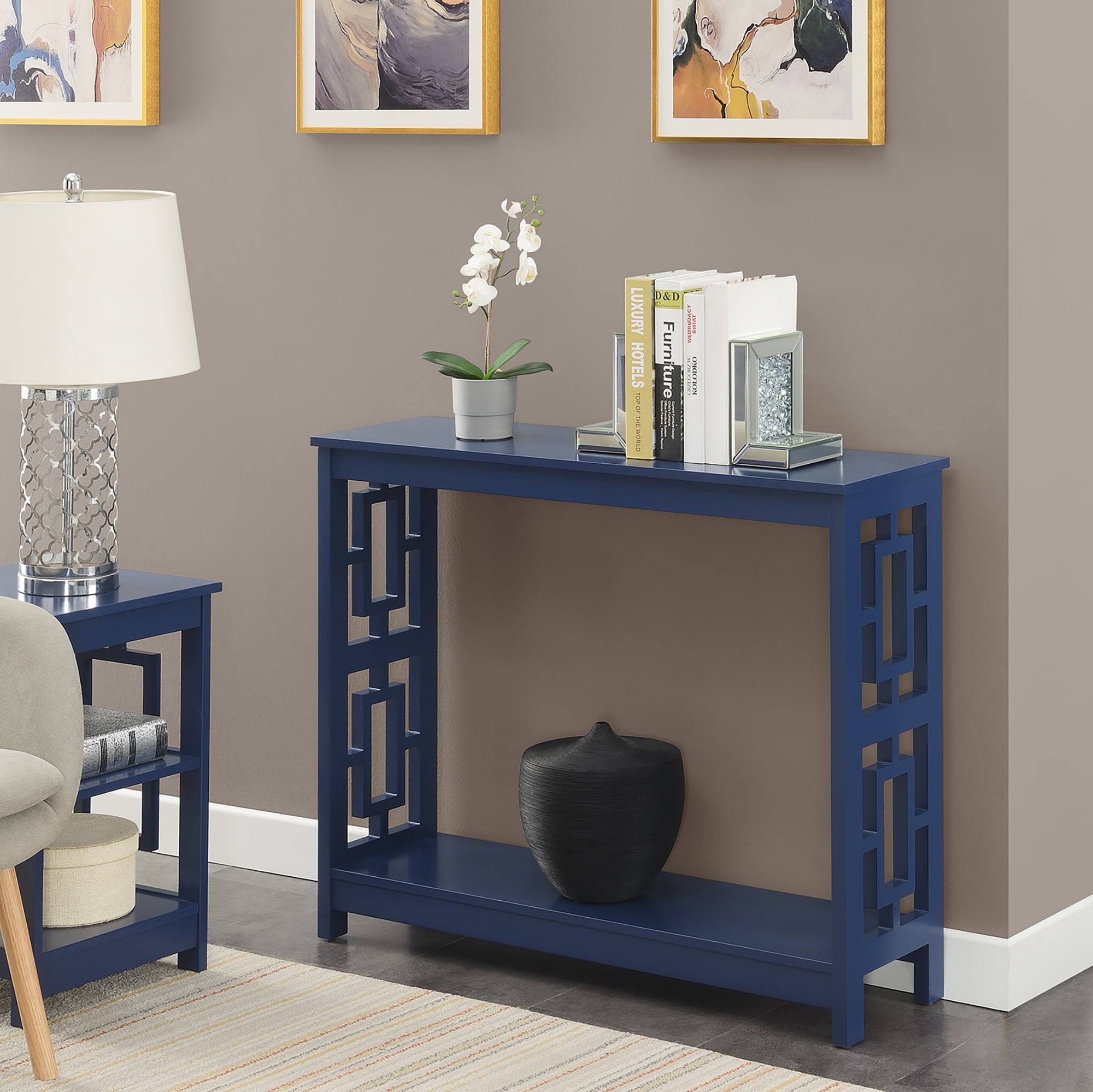 Convenience Concepts S20-440 Town Square Modern Cobalt Blue Console table