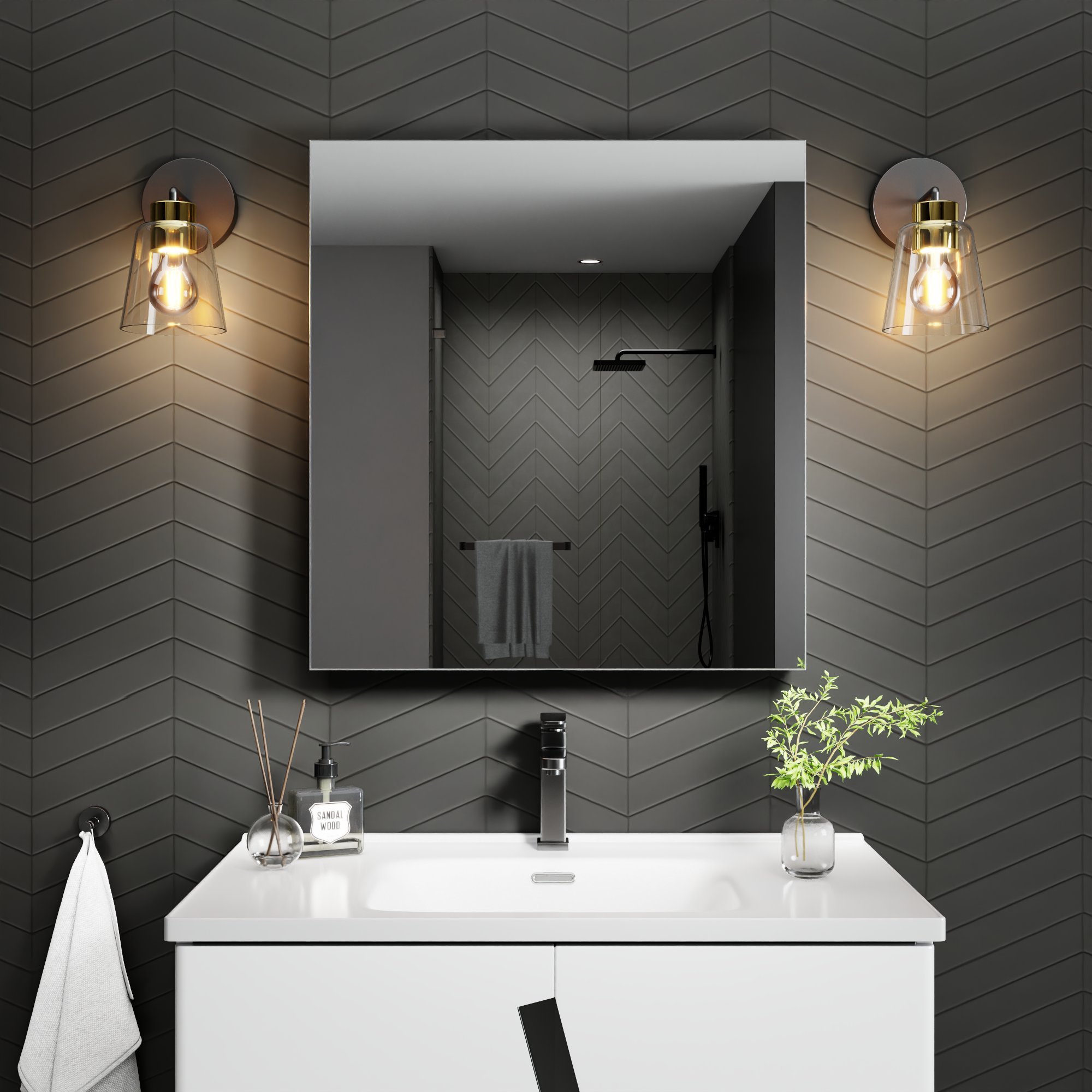 AAZJ KA 16-in x 20-in Surface/Recessed Mount Silver Mirrored Soft Close Medicine Cabinet