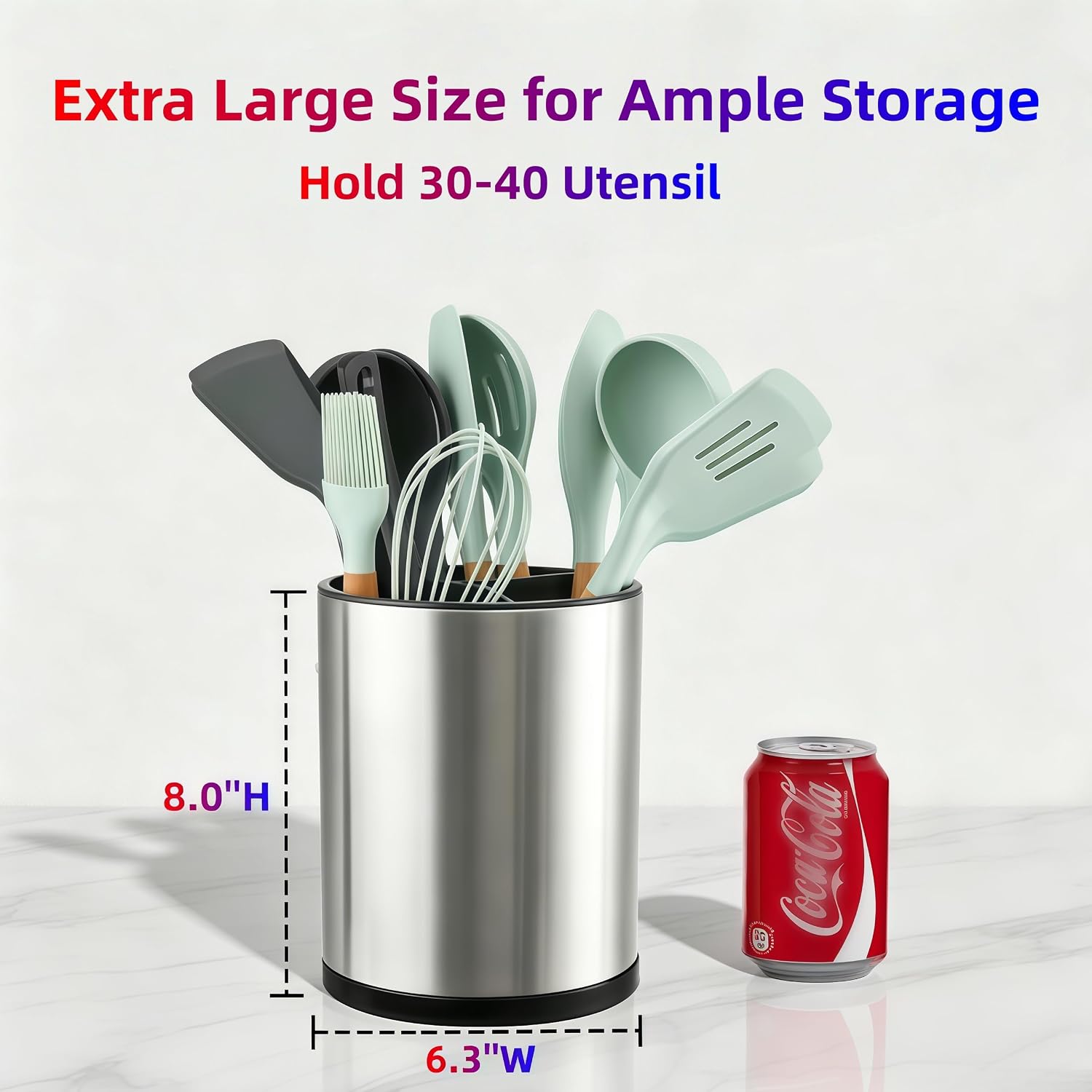 Kitstorack Silvery Stainless steel 3 -Compartment Utensil crock in the ...