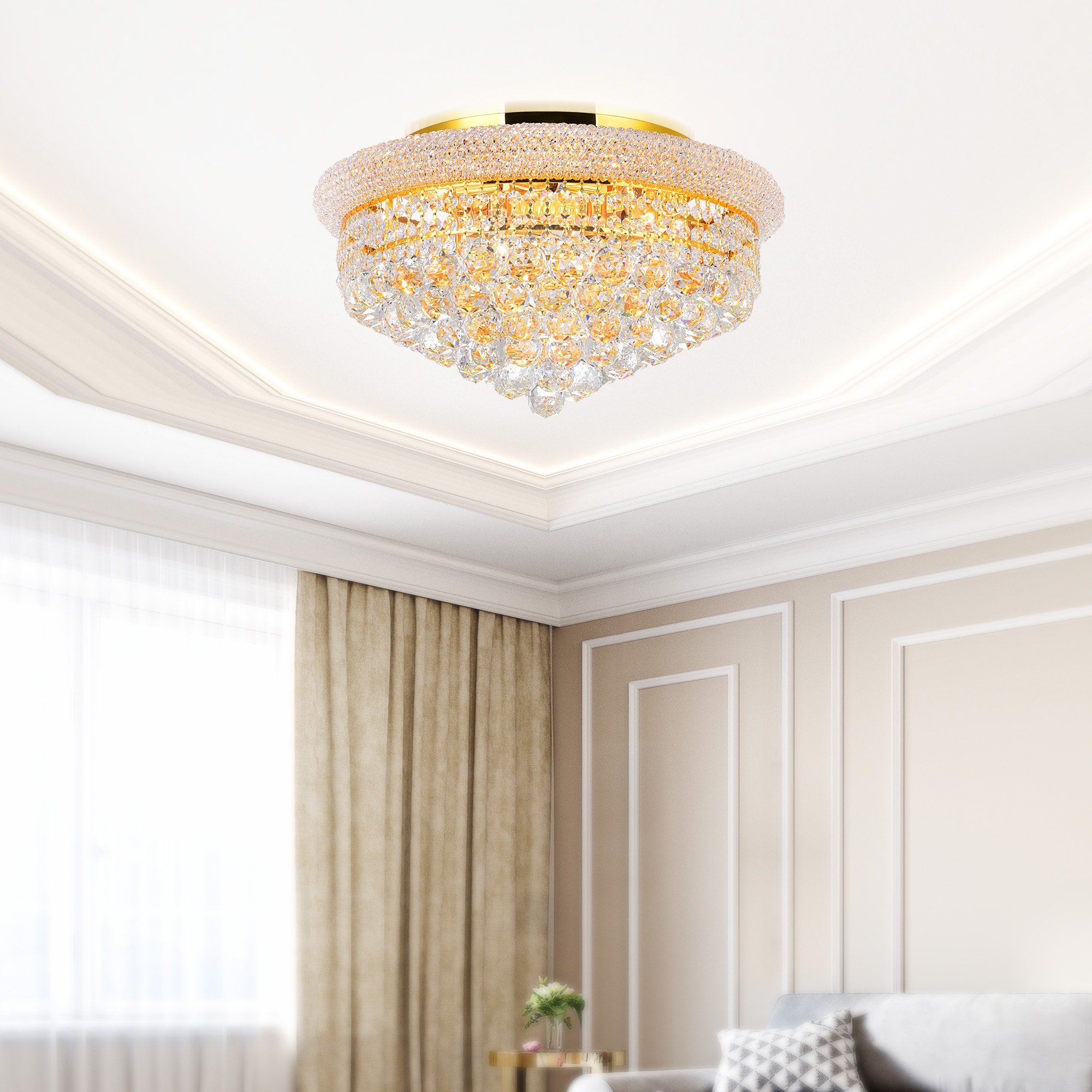CWI Lighting 8001C20G Empire 8 -Light 20.0-in Gold Flush Mount Light