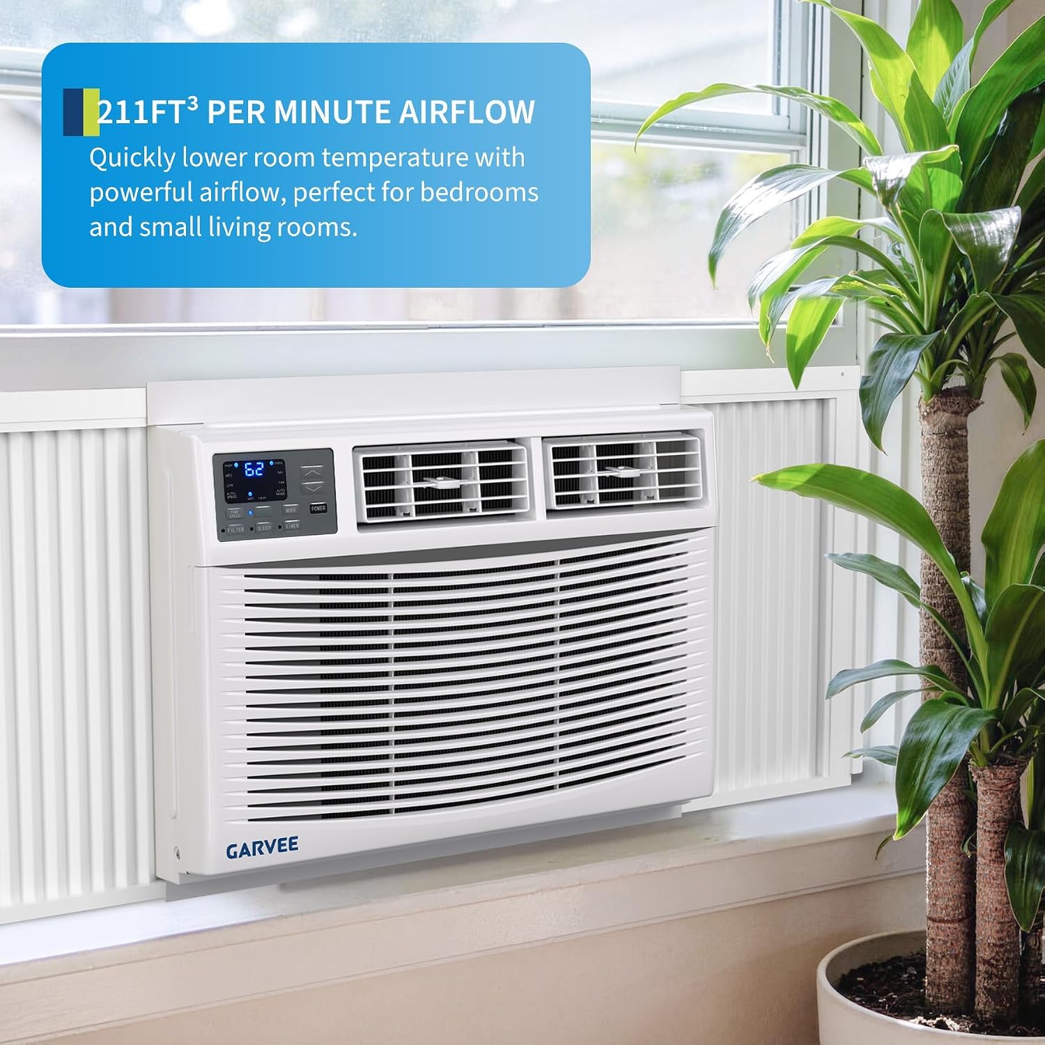 0 Window Air Conditioner with Heat and Cool. 8 BTU Window AC Units with WiFi and Remote-Cools 35 Sq.ft.  with 4 Modes and 4 Fan Speeds/Quiet Operation for Bedrooms