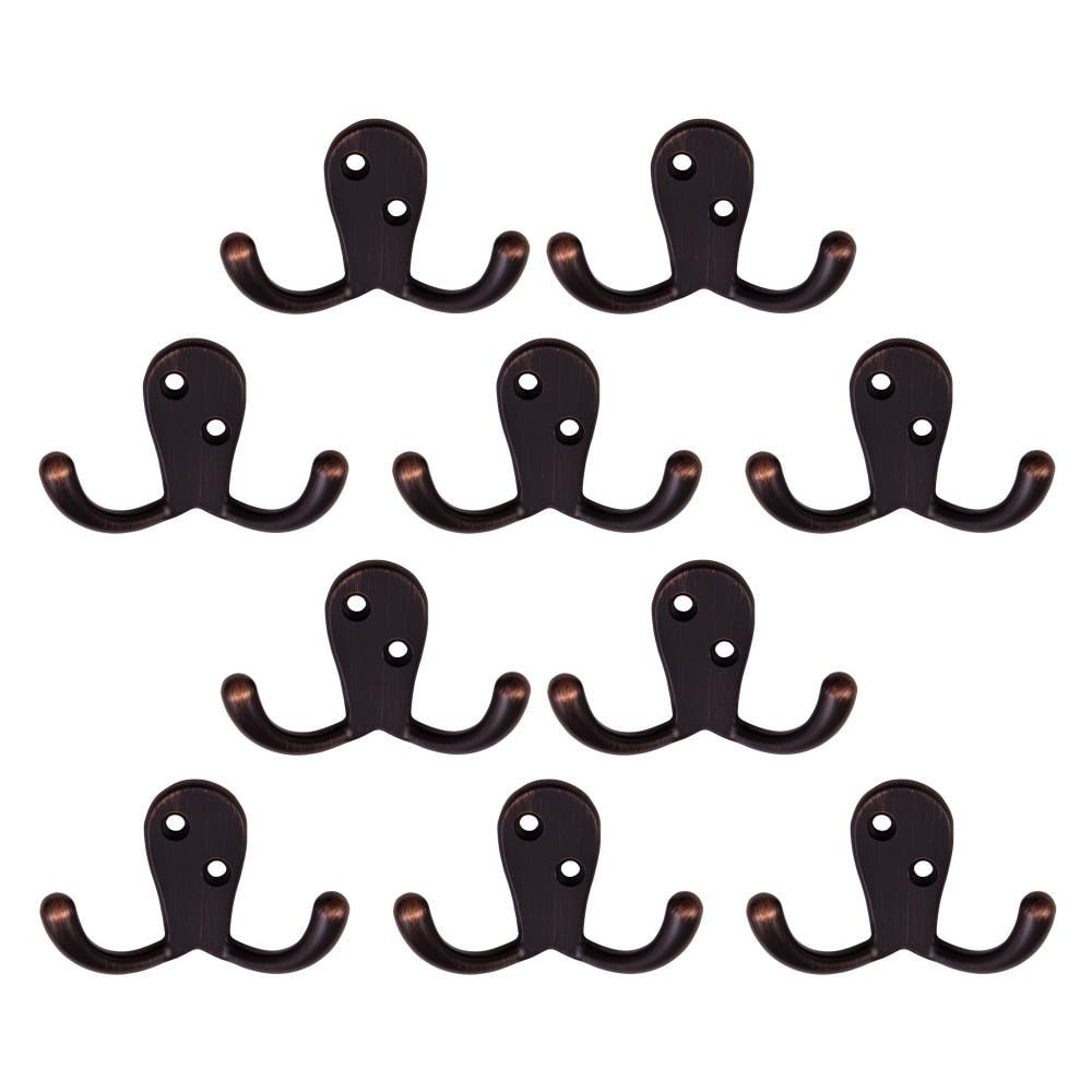 Design House 10-Pack 2-Hook 0.65-in x 1.65-in H Oil Rubbed Bronze
