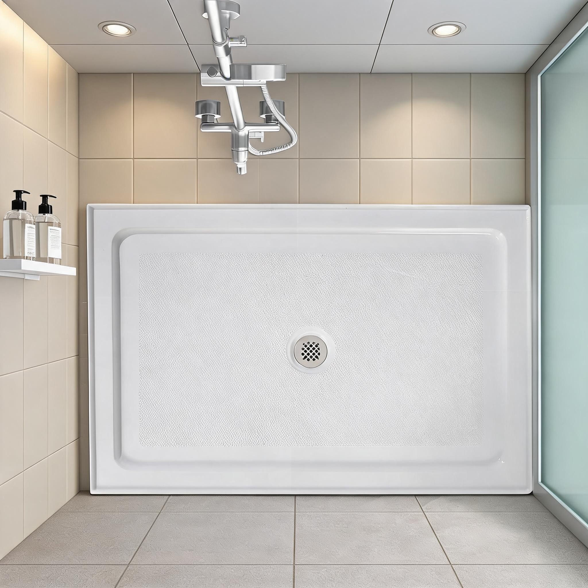 Watnature 60 times 36 Inch Rectangular Center Drain Shower Base White Finish Acrylic Fiberglass #N2W0UZ8EG1T4