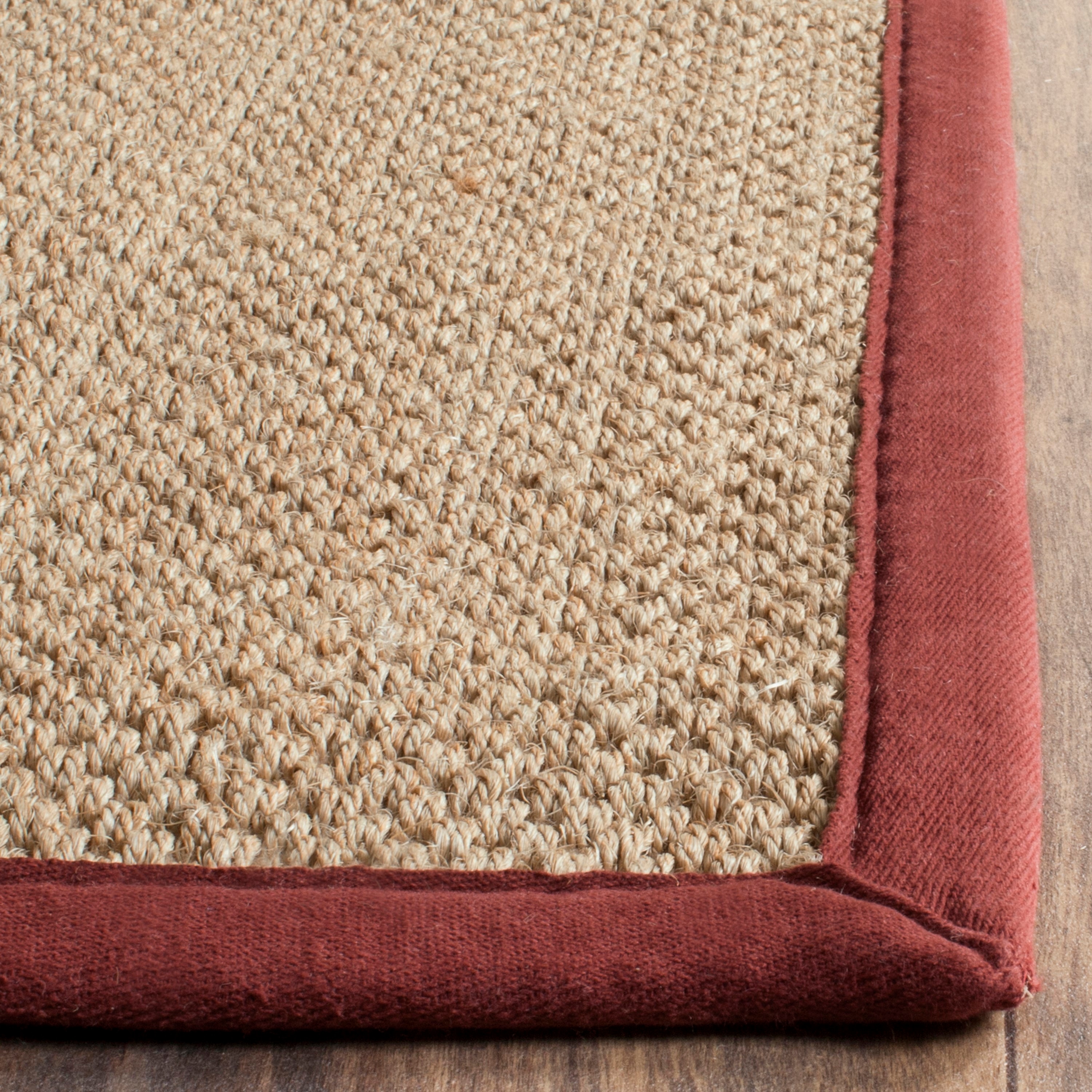Natural and Red Flat Woven Wool Cotton Area Rug