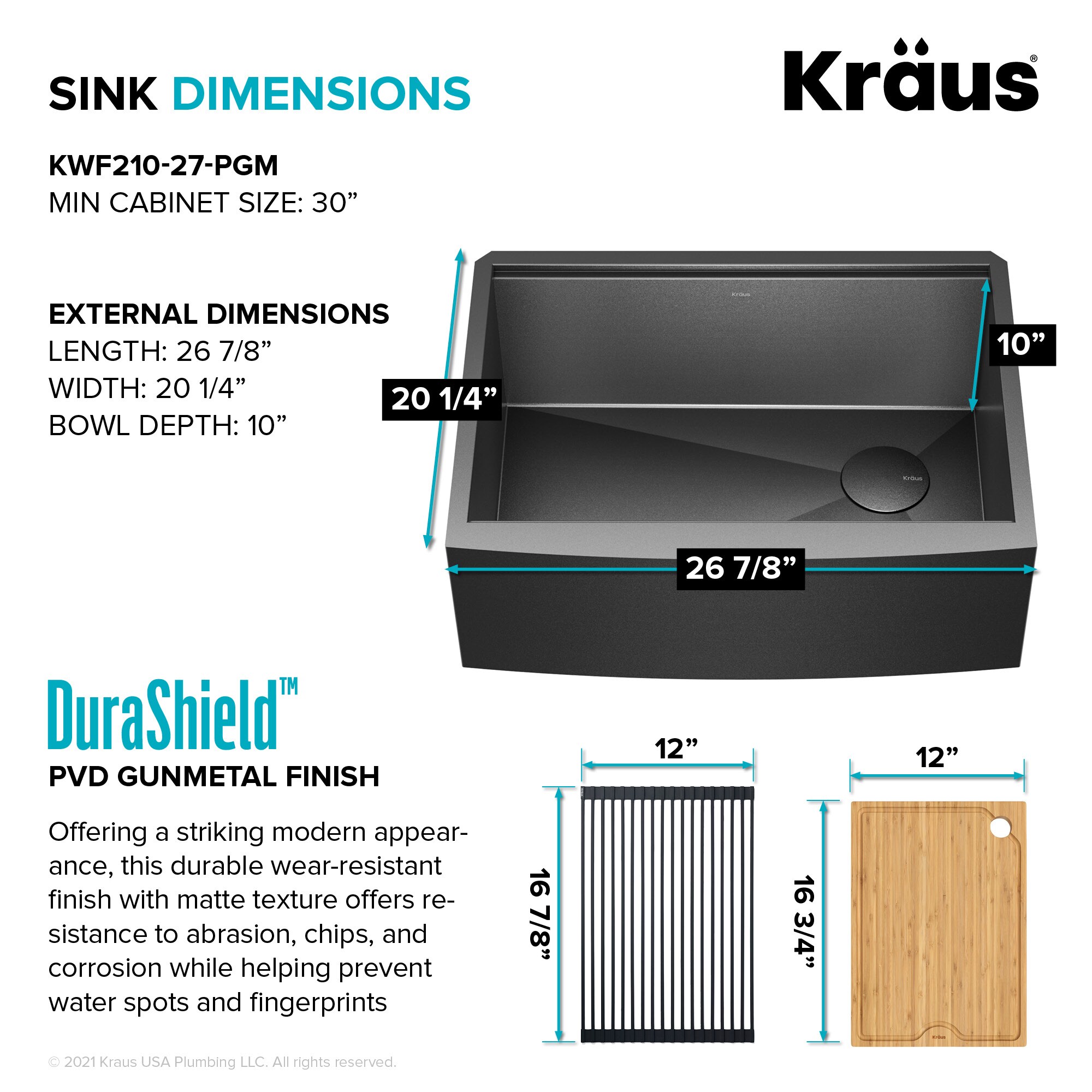 Kraus KWF210-27-PGM Kitchen-Sinks - View #9