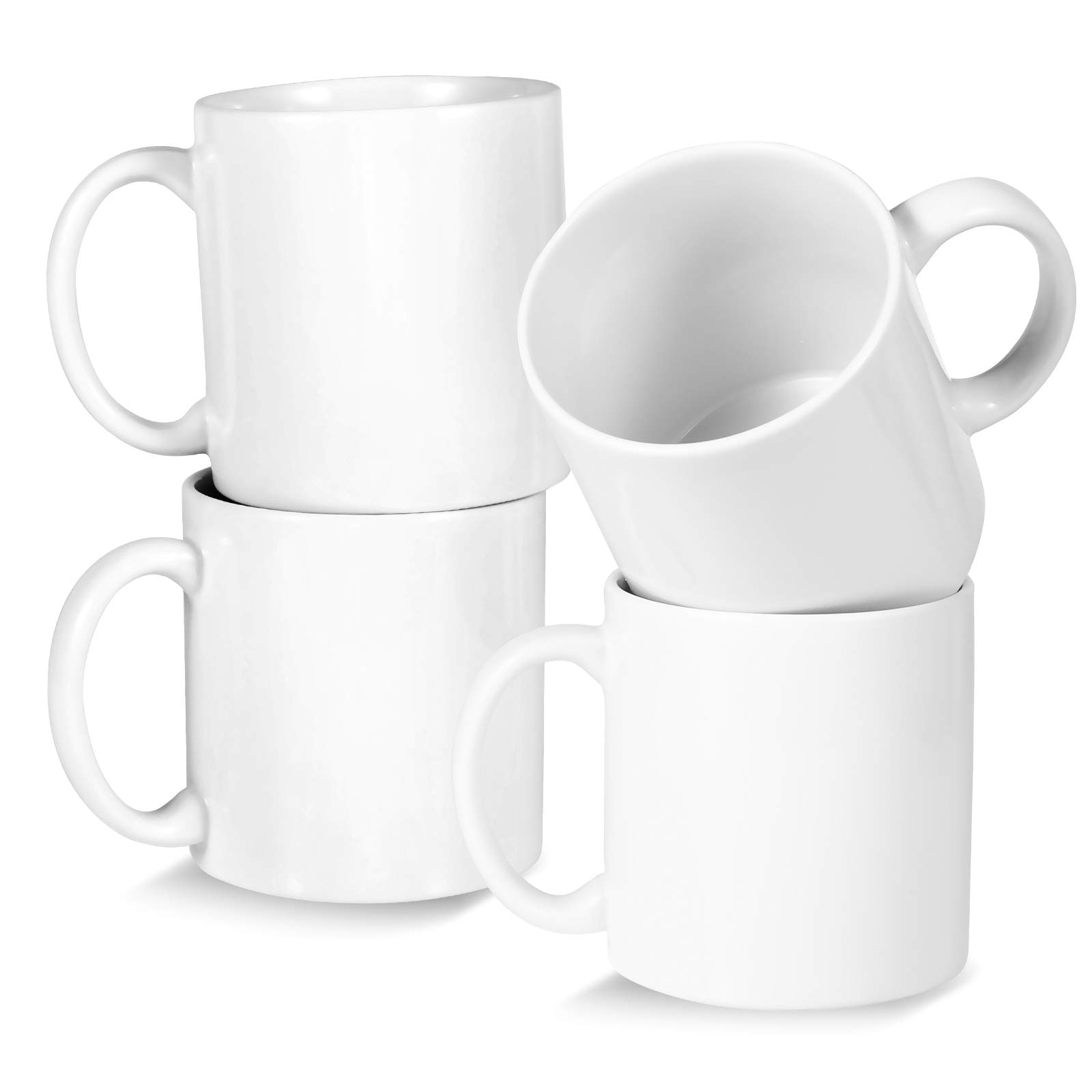 Aoibox  Set of 4 White 22oz Ceramic Coffee Mugs with Large Comfortable Handles 4 1 Inch Diameter and 4 3 Inch Height