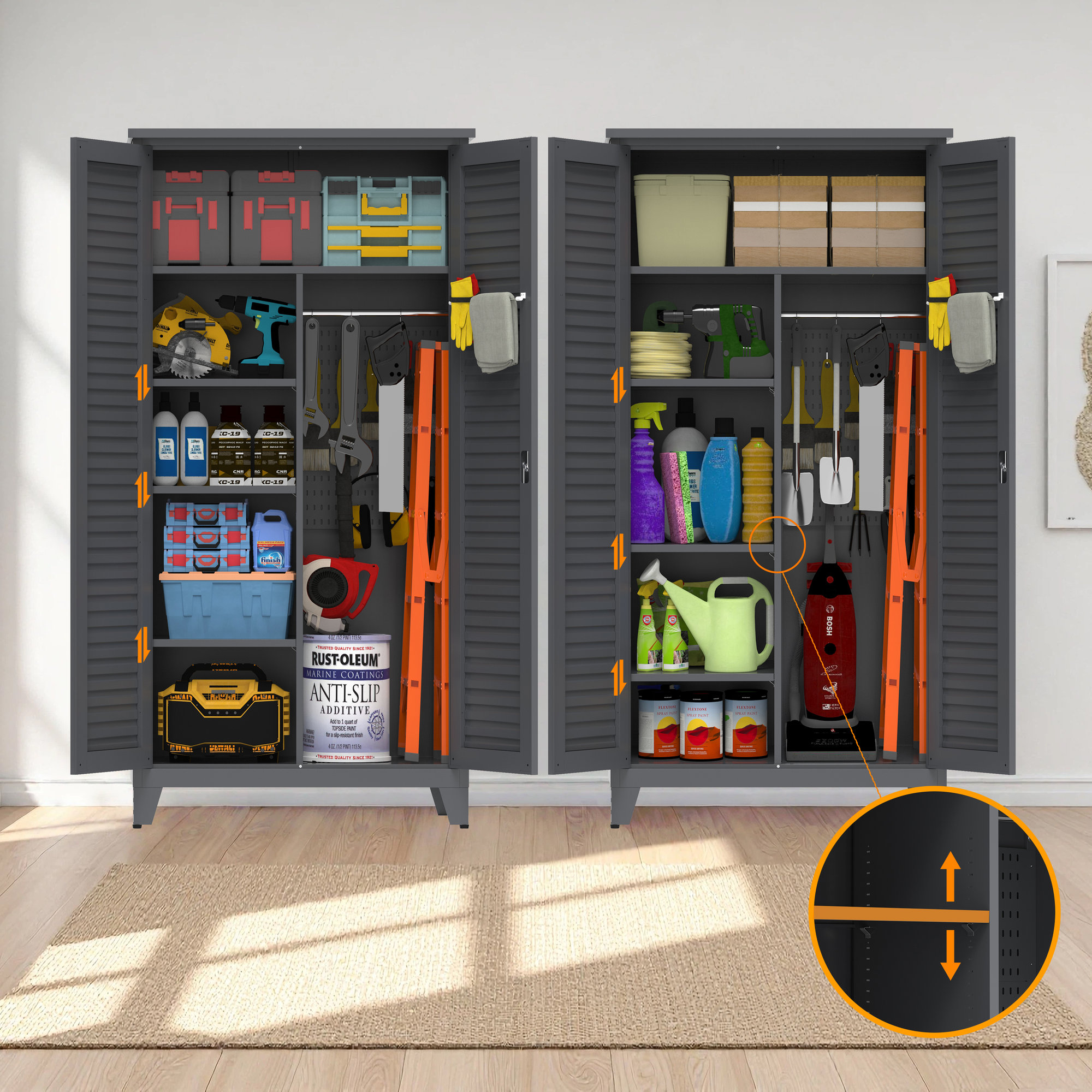 Afoxsos 73 inch Tall Metal Tool Storage Cabinet Steel Construction