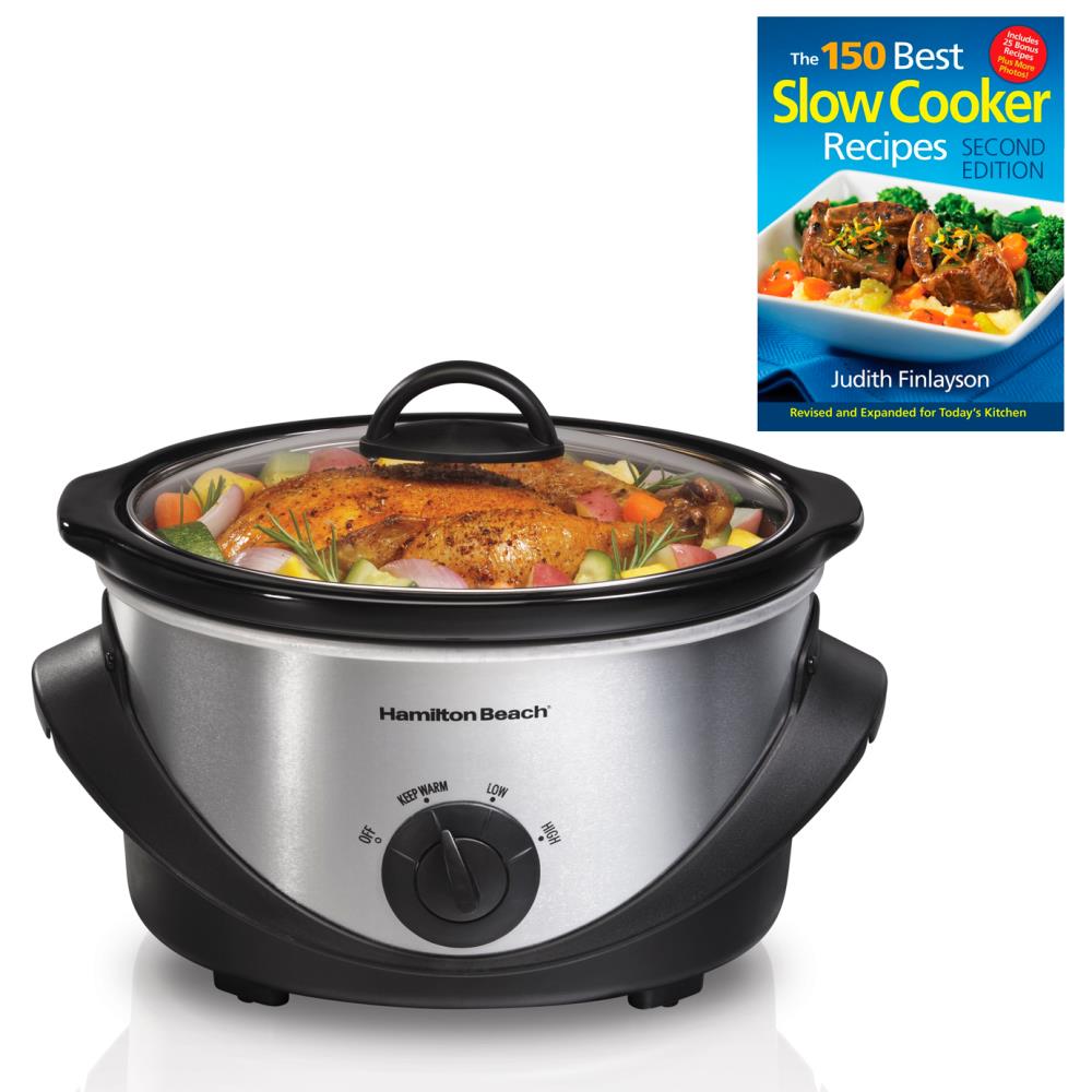 Hamilton Beach 4-Quart Silver/Black Oval Slow Cooker in the Slow