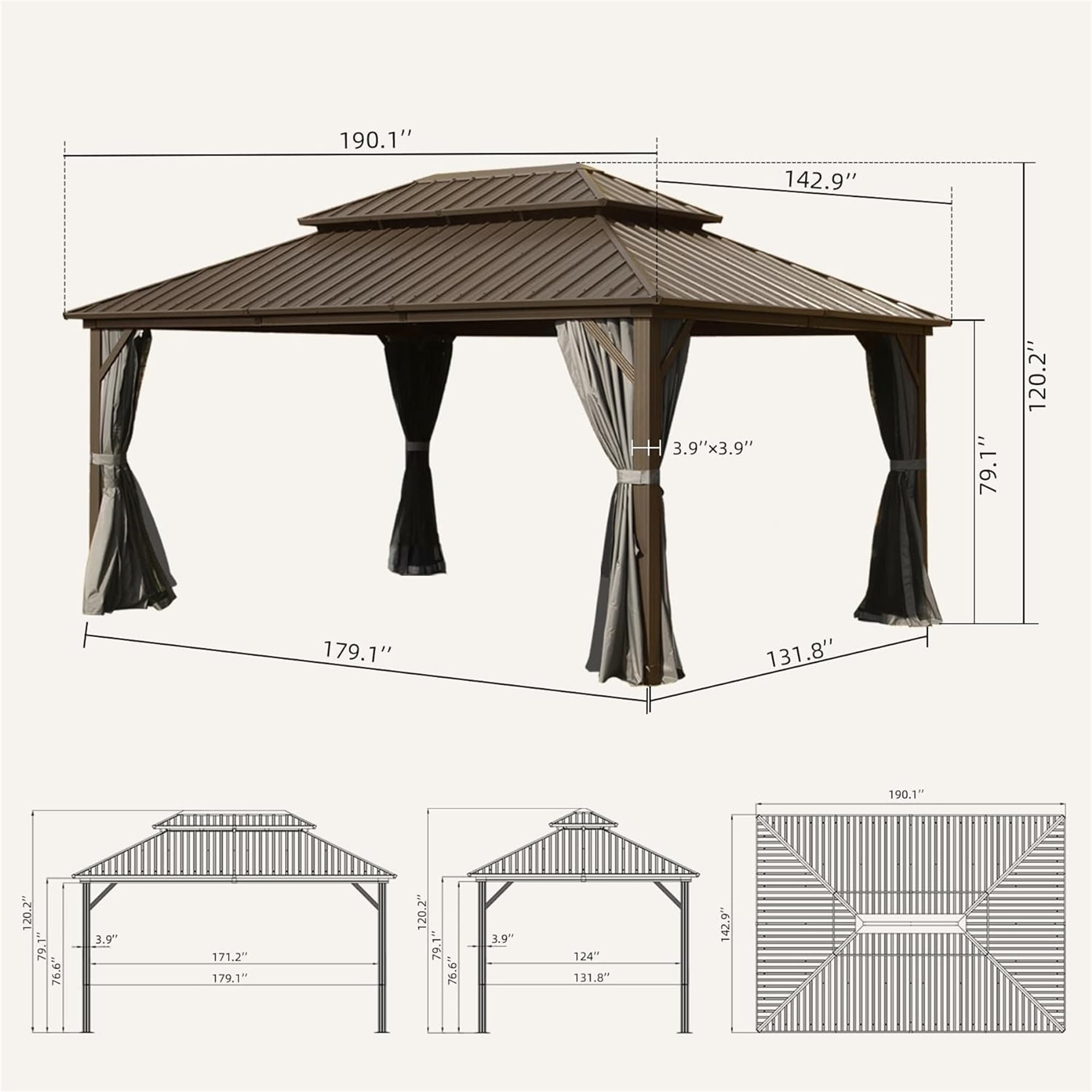 JIMSMAISON BOCPCG32BRO Wood-Resin-Gazebos - View #5
