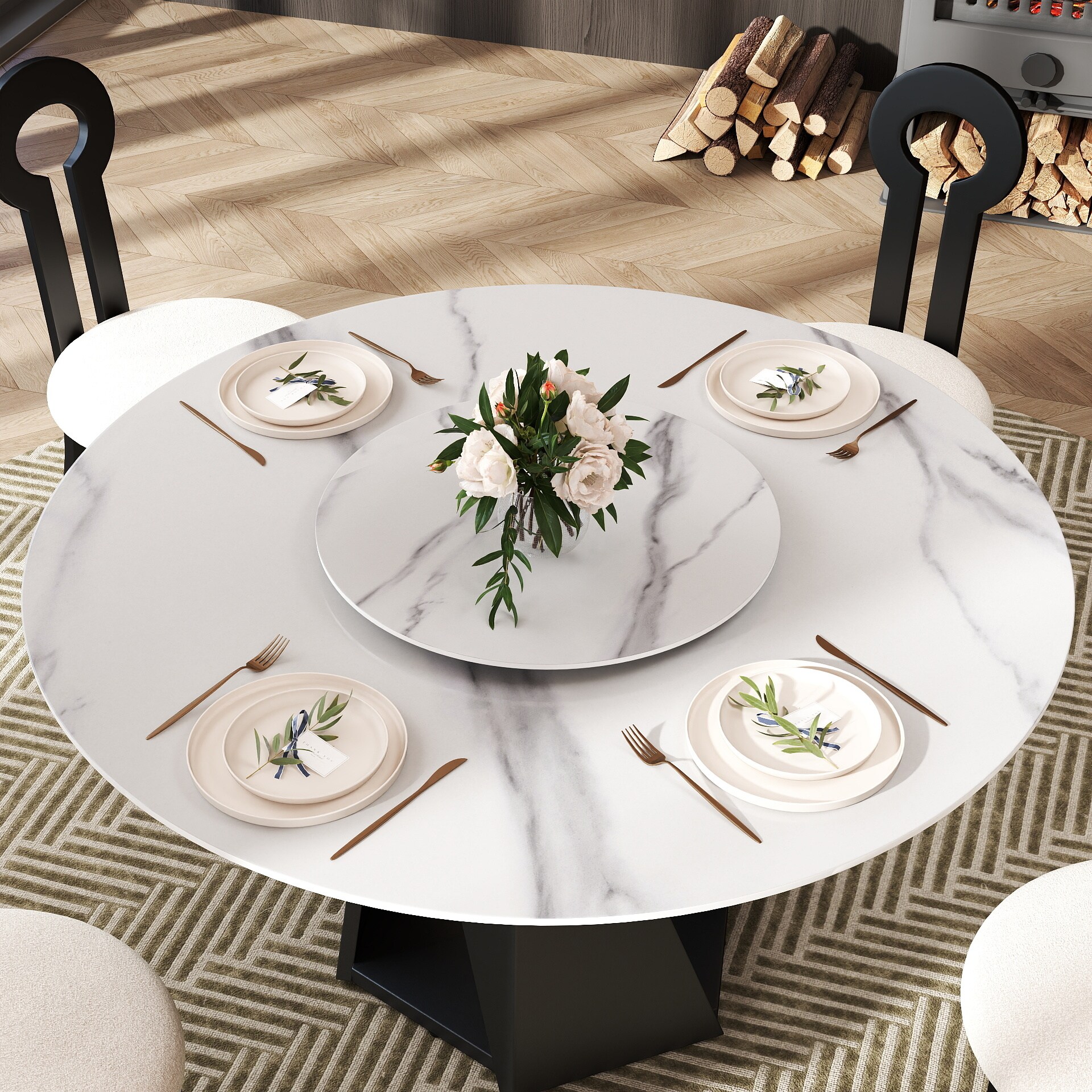 BuotiqHom DH-AT-135W60W9B Dining-Tables - View #2