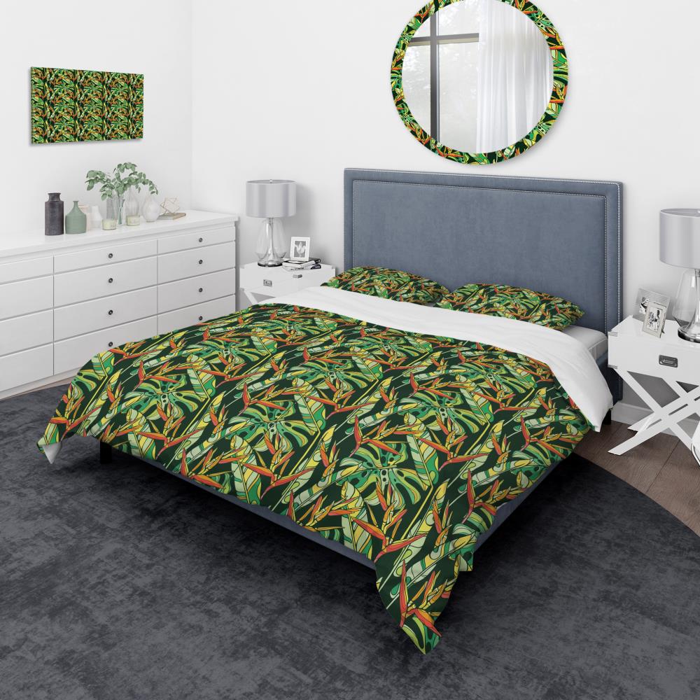 Designart BED18678-Q 3 -Piece Green Queen Duvet cover Set