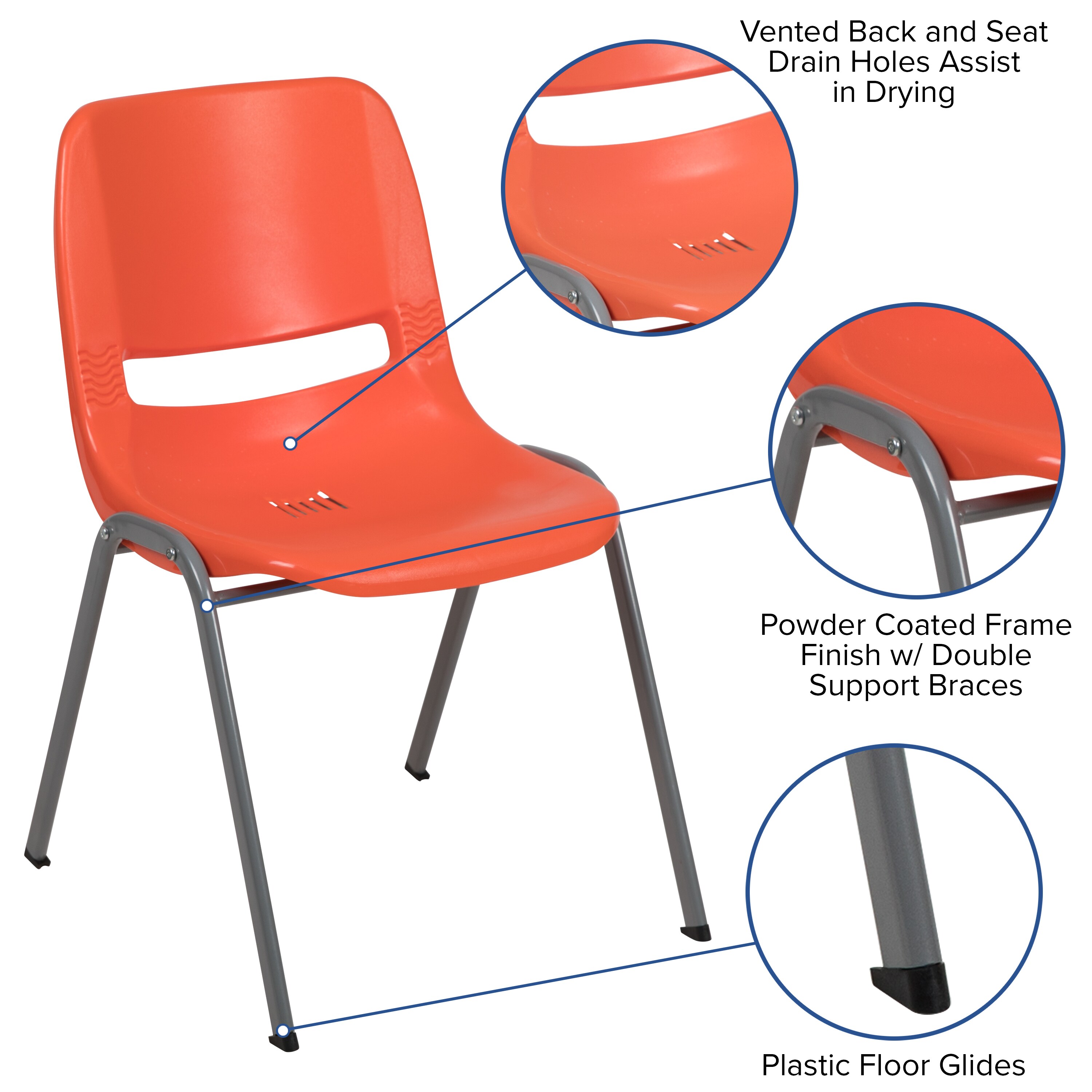 Flash Furniture 5 Hercules Modern Orange Plastic Accent Chair in 
