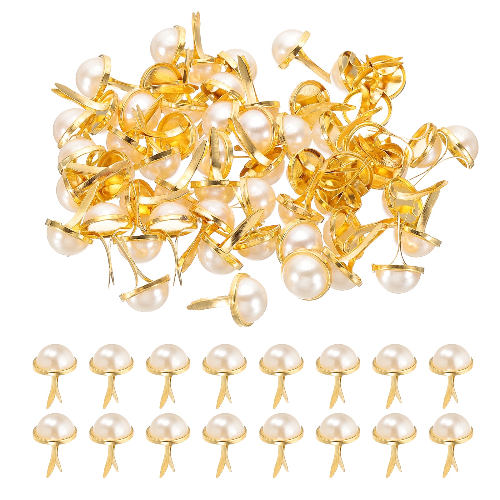 PATIKIL 100pcs Brads Paper Fasteners Mini Metal Pearl Pastel Brads Round Head Fastener Split Pins for Art Craft Scrapbooking DIY Supplies Gold Tone 0.7 x 0.5-Inch #S26041701UX1411