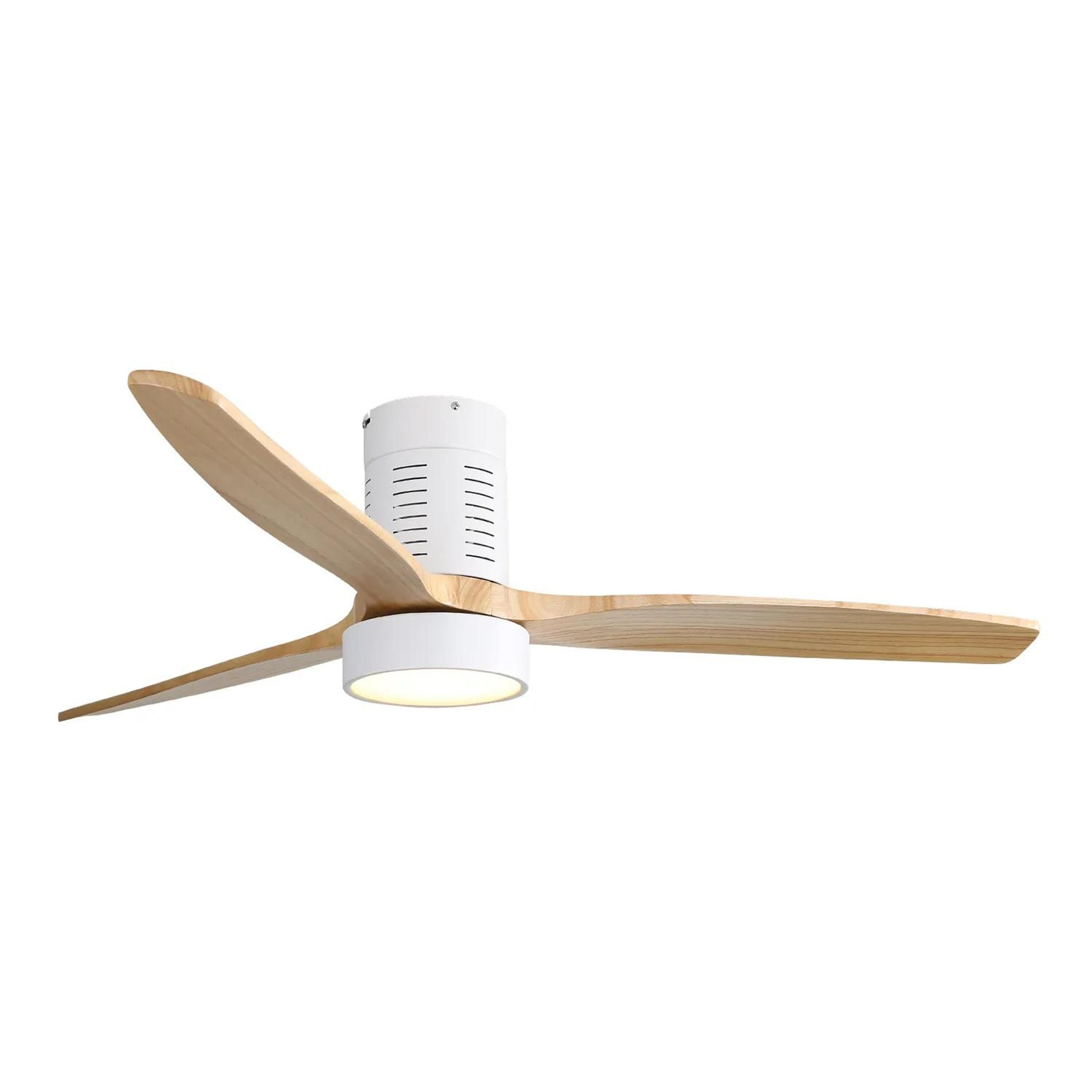 Bayfeve BFKS-47276-CF Adjustable Speed 52-in Color-Changing Integrated LED Outdoor Flush Mount White with Solid Wood Blades Ceiling Fan With Light and Remote ( 3 -Blade )