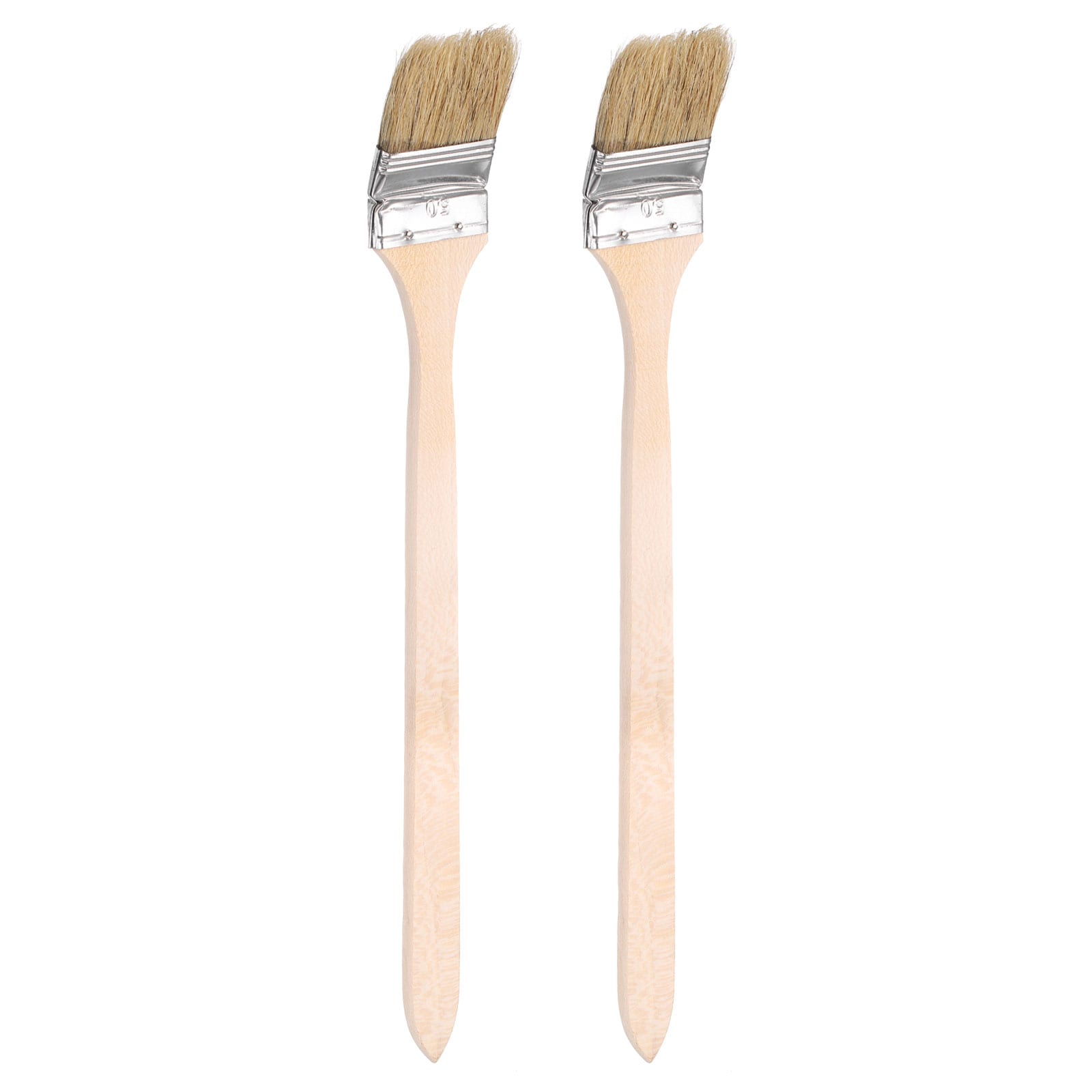 Harfington 2pcs Bent Radiator Paint Brush 2inch Width Curved Wall Paint Soft Bristle Brushes with Long Wood Handle for DIY Paint Flat Art Furniture Cabinet Fences Deck Wall Trim Brown