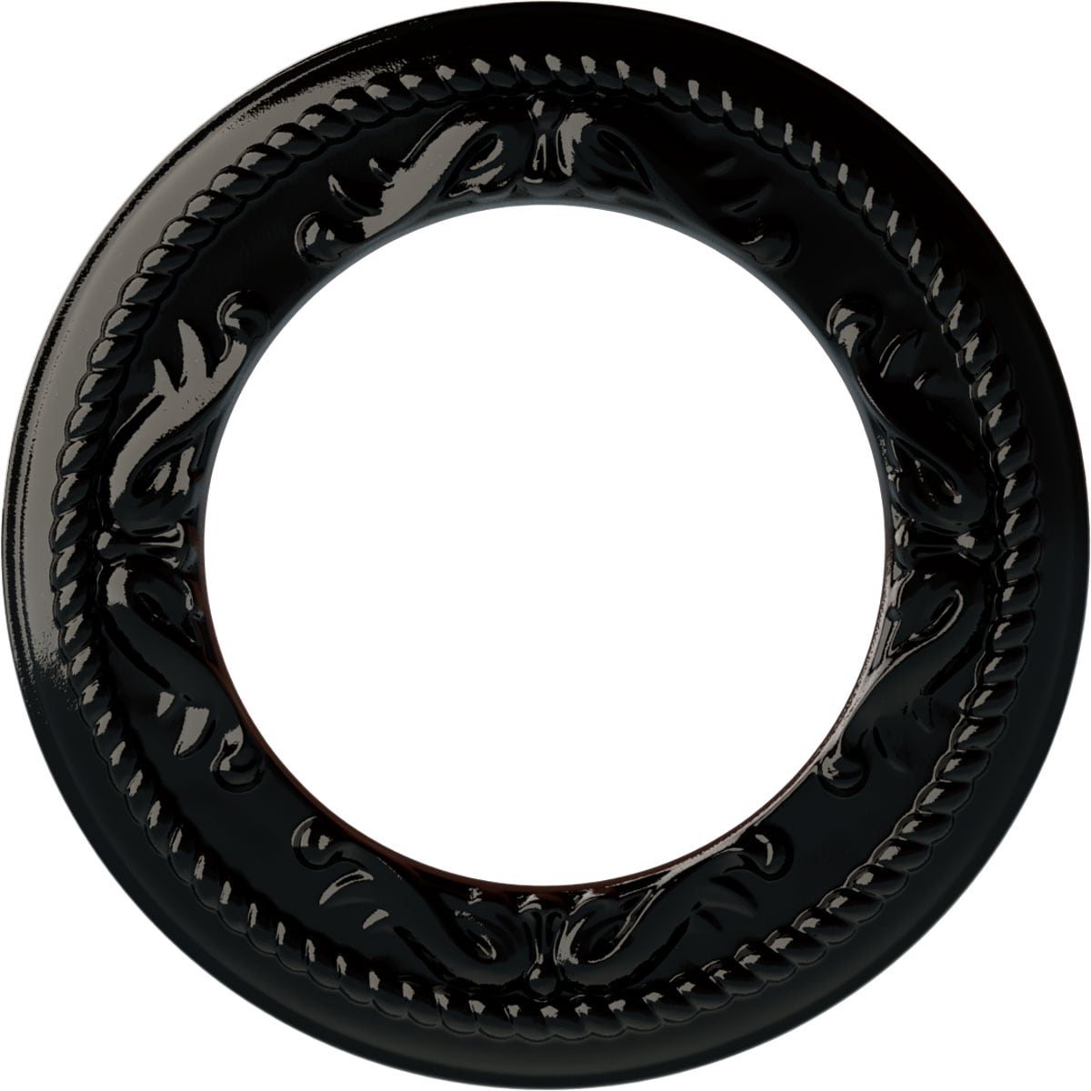 Ekena Millwork CM12MEBPS Roped Medway 12.25-in W x 12.25-in L Painted Black Pearl Polyurethane Whole Ceiling Medallion