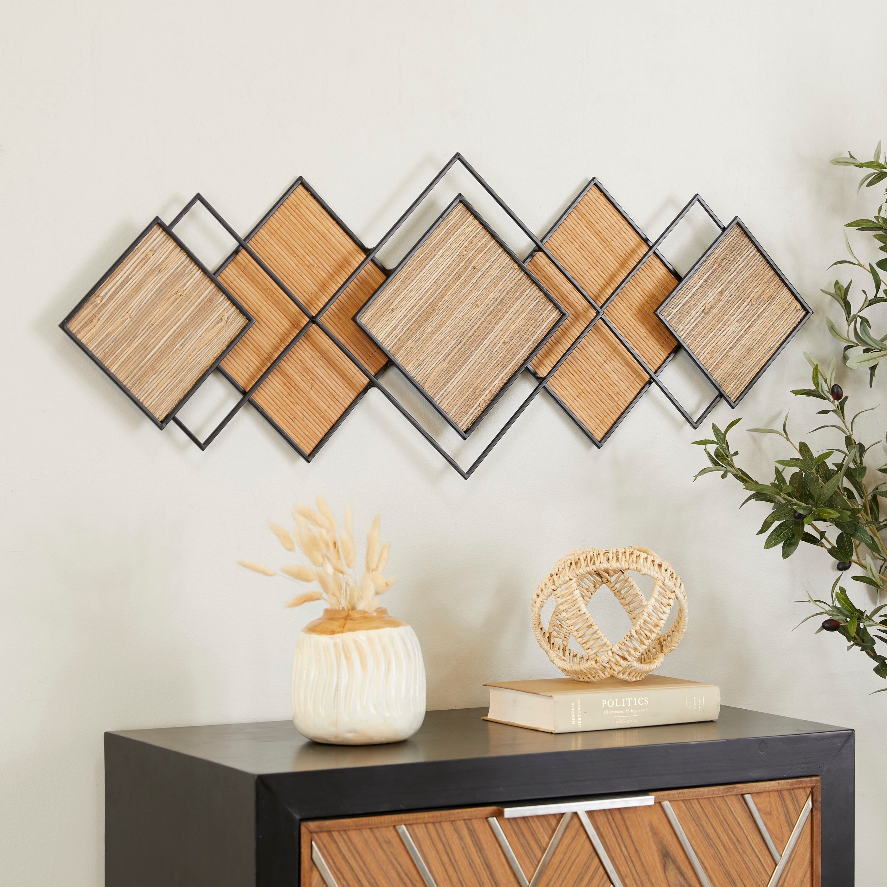 Grayson Lane 43-in W x 16-in H Wood Overlapping Diamond with Metal