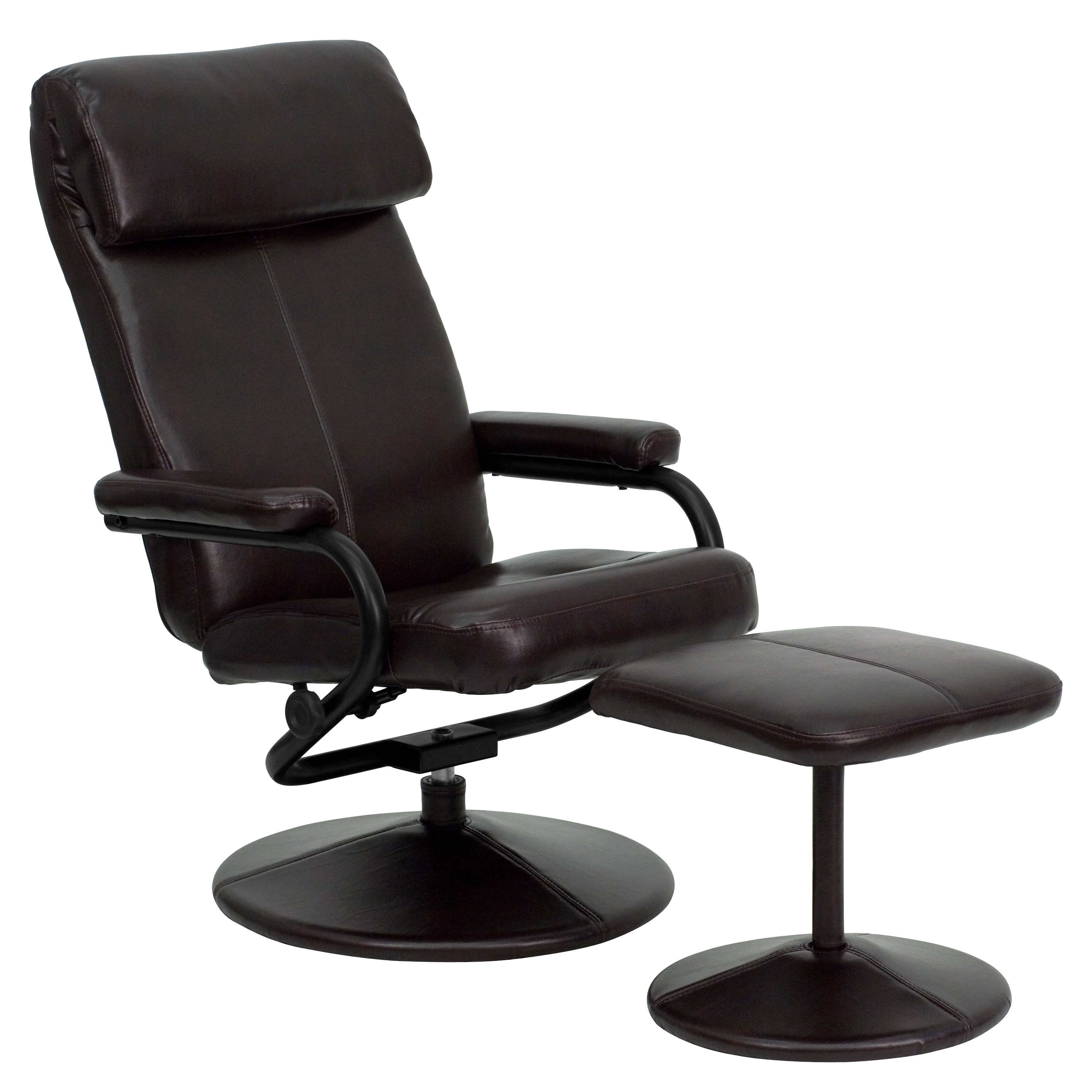 Flash Furniture 847254015769 Brown Faux leather Upholstered Swivel Recliner with Ottoman Set