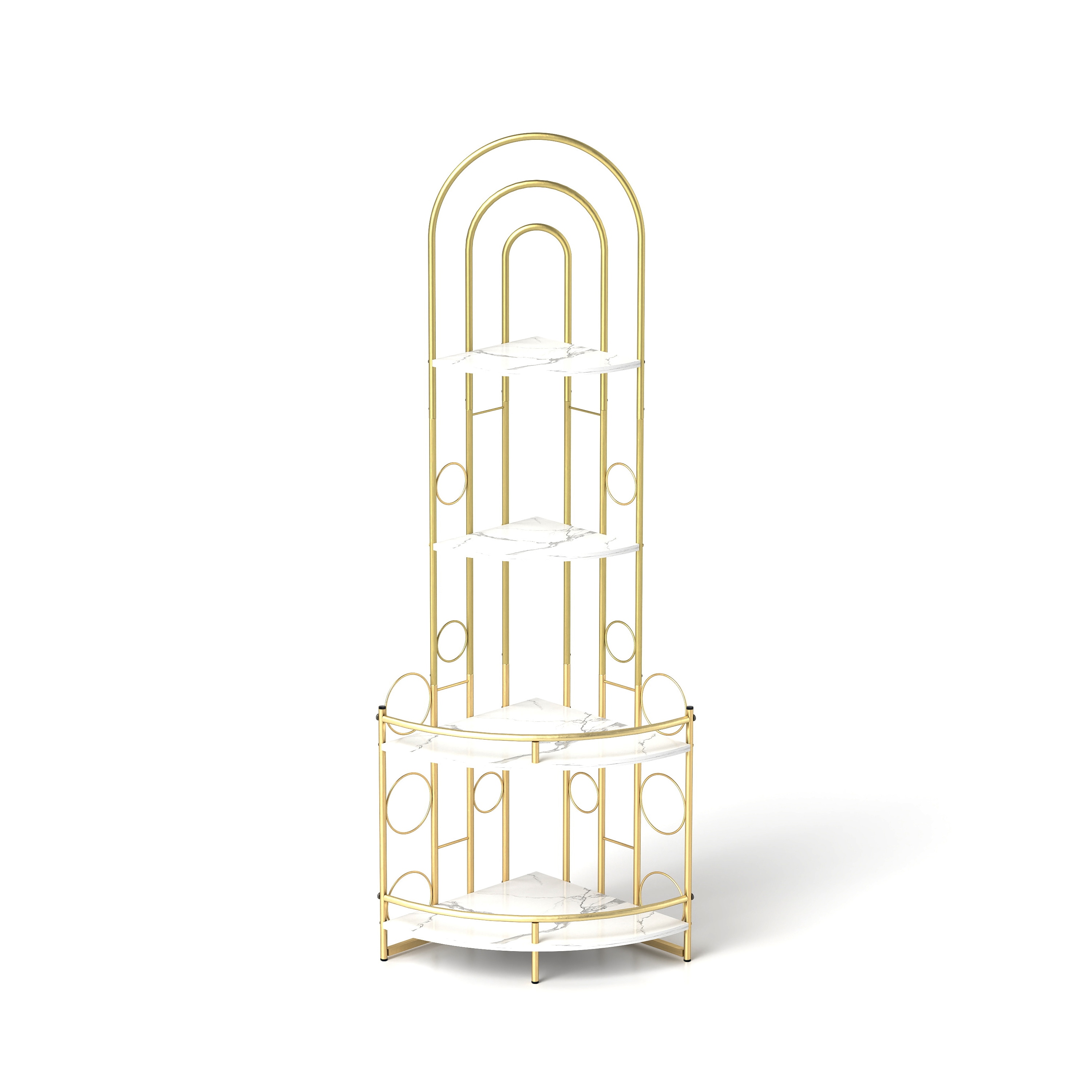 AHIOU HOME ZAAHG-P195985PS Everett 59-in H x 14.7-in W Gold Indoor Corner Composite Plant Stand