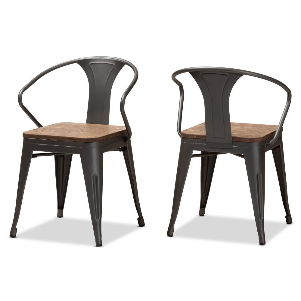 Baxton Studio 150-2PC-9127-LW Set of 2 Henri Contemporary/Modern Dining Side Chair (Metal Frame)