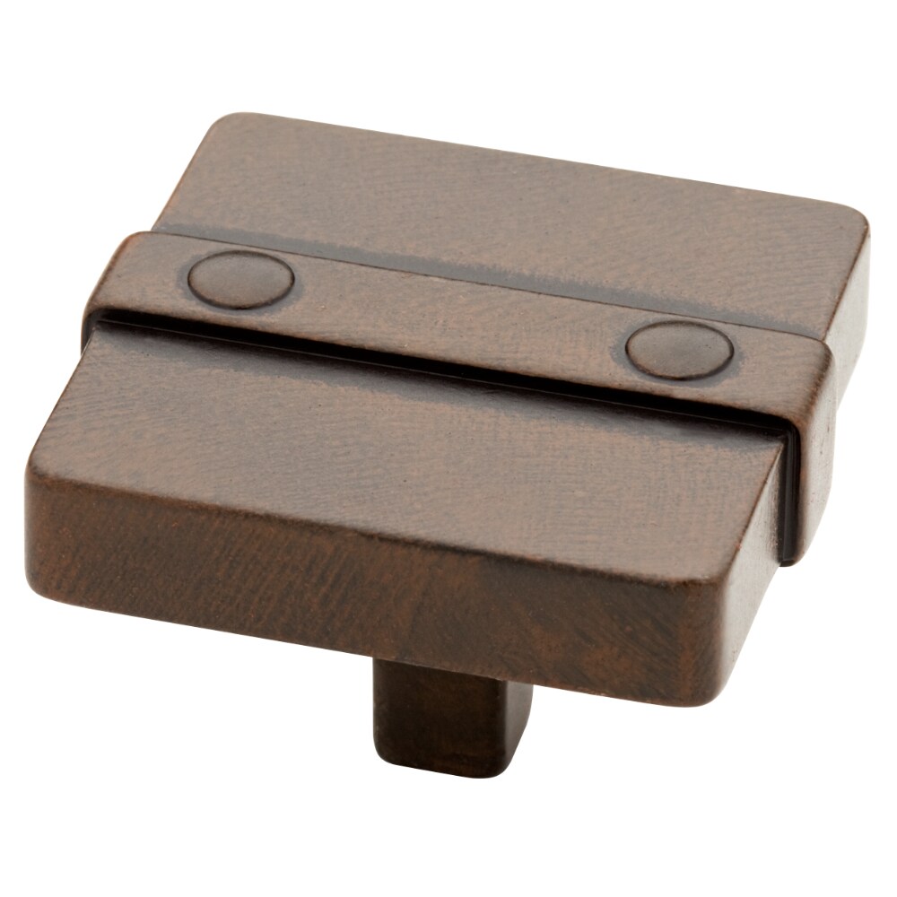 Brainerd P65177W-RI-C Iron Craft Riveted 1-1/2-in Rusted Iron Square Traditional Cabinet Knob