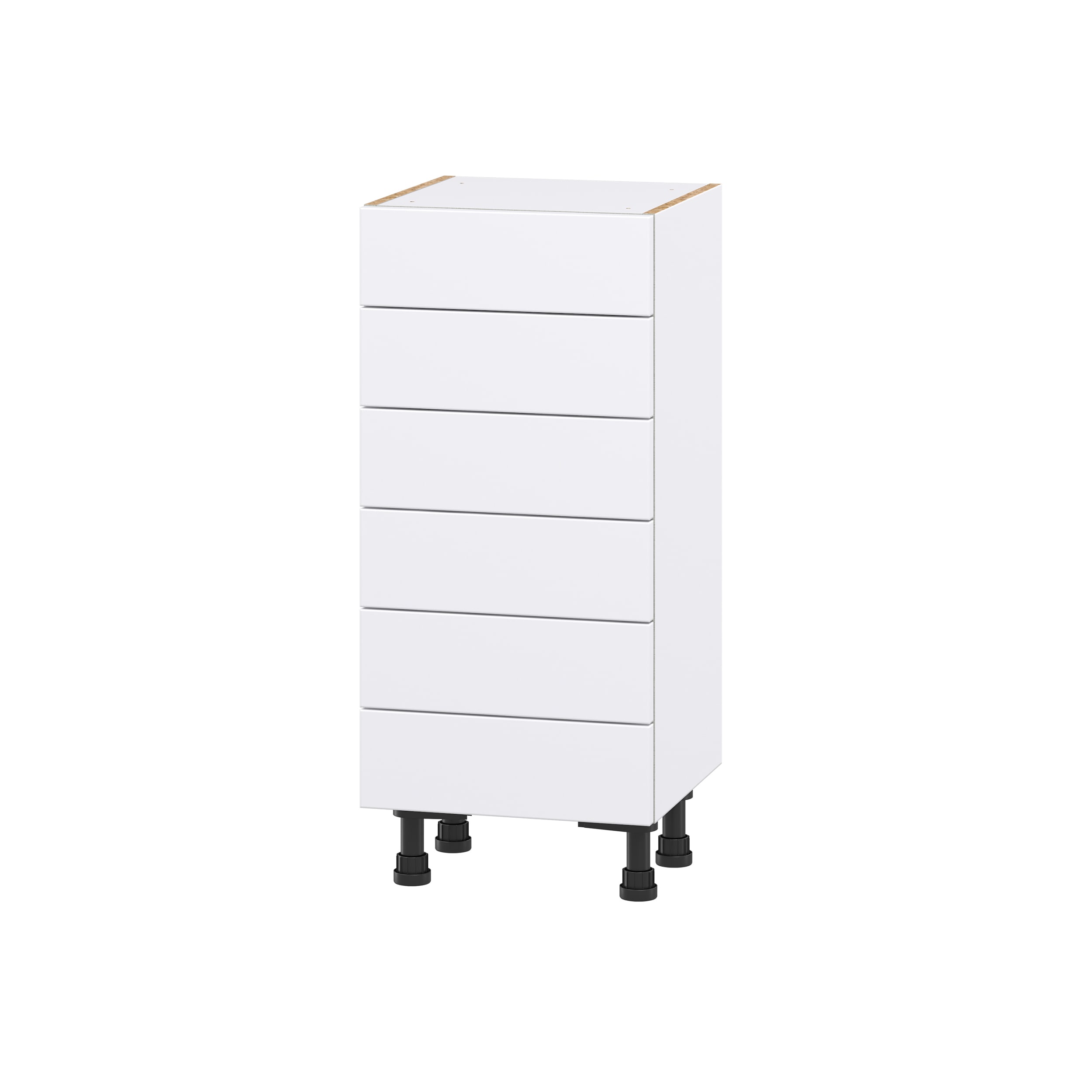 Hugo&Borg Lasalle 15-in W x 34.5-in H x 14-in D Bright White Slab 6-Drawer Base Fully Assembled Cabinet (Flat Panel Style)