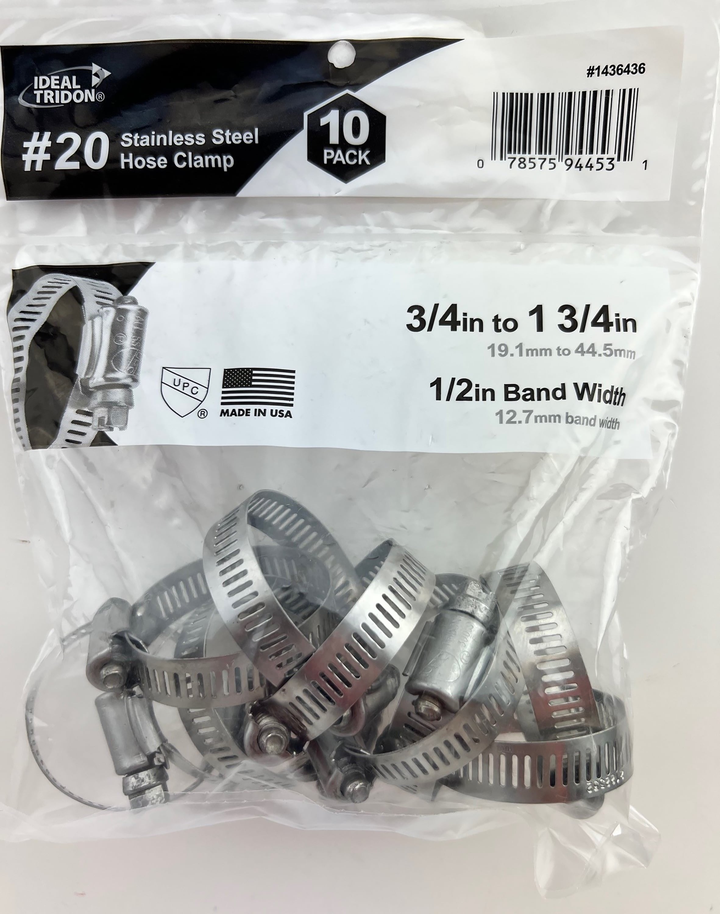 Ideal Tridon Hose Clamps Stainless Steel 3/4" 