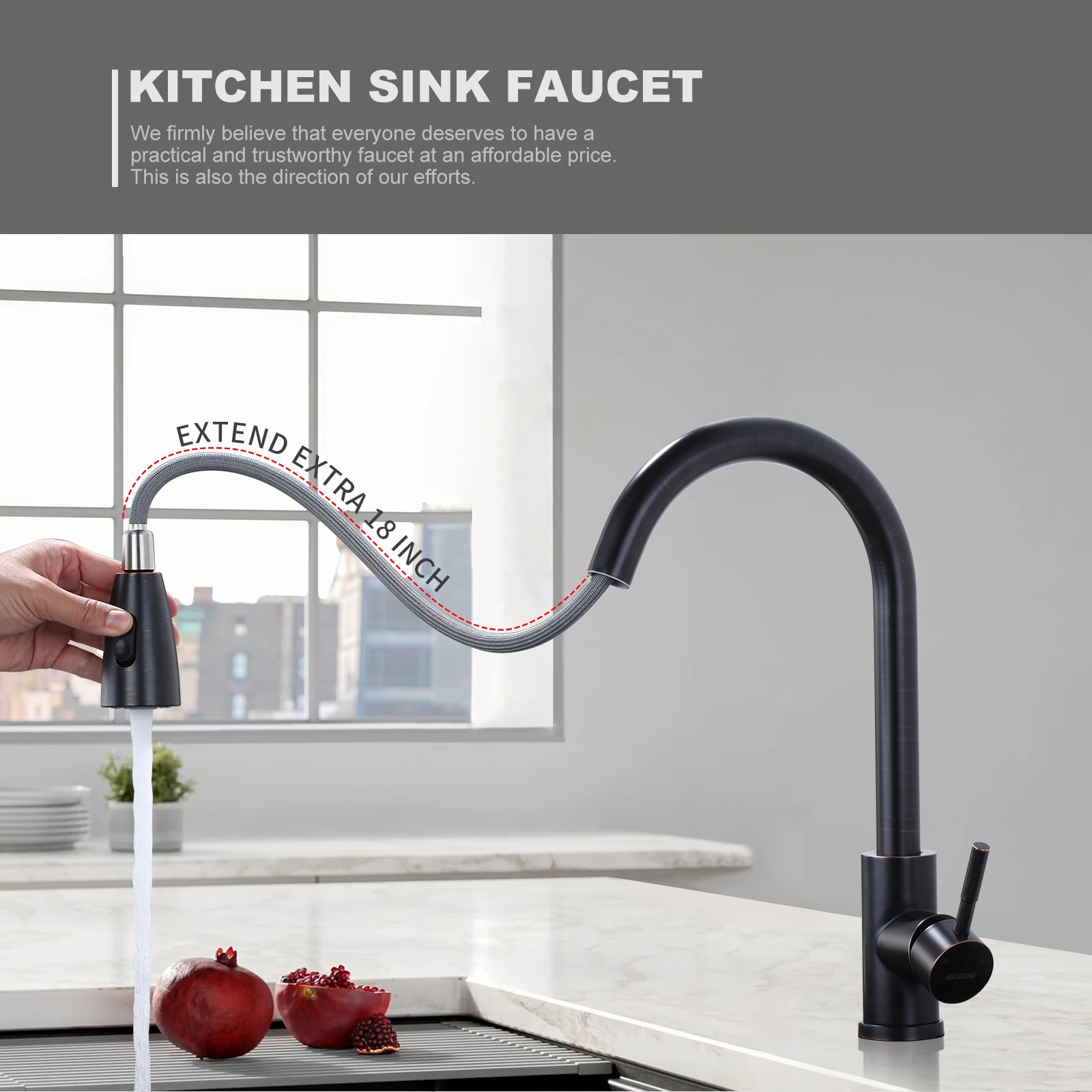 Oil Rubbed Bronze Single-Handle Pull-Down Sprayer Kitchen Faucet