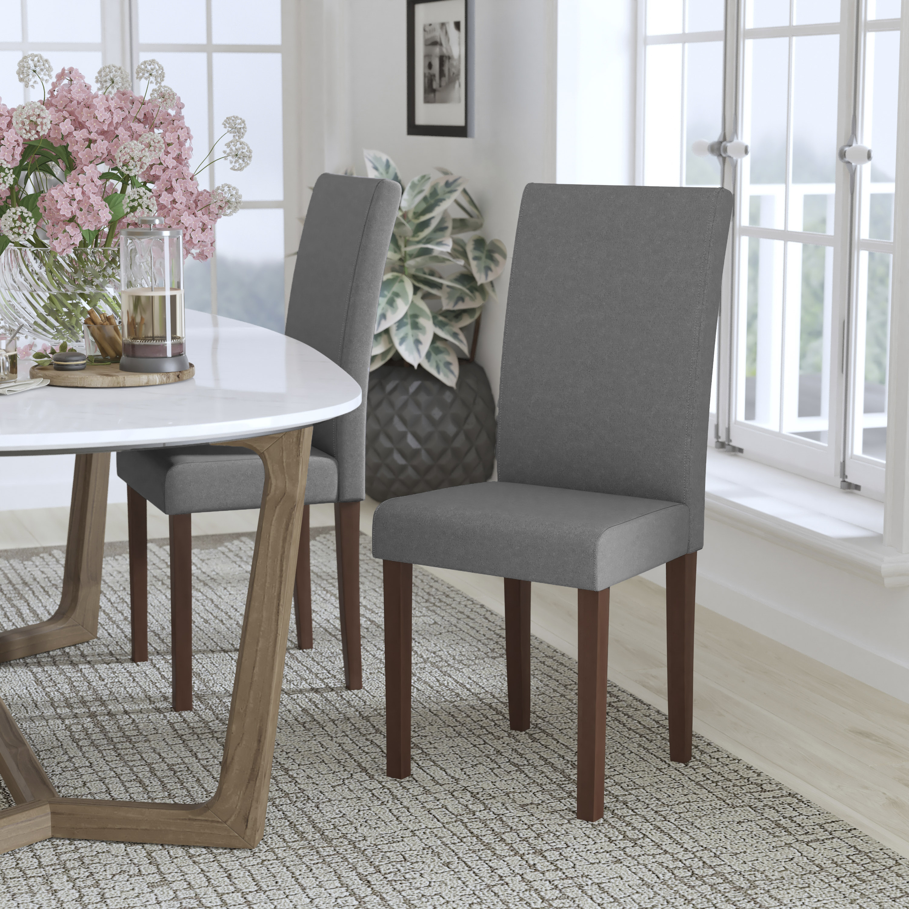 Flash Furniture 889142259930 Greenwich Contemporary/Modern Polyester/Polyester Blend Dining Side Chair (Wood Frame)