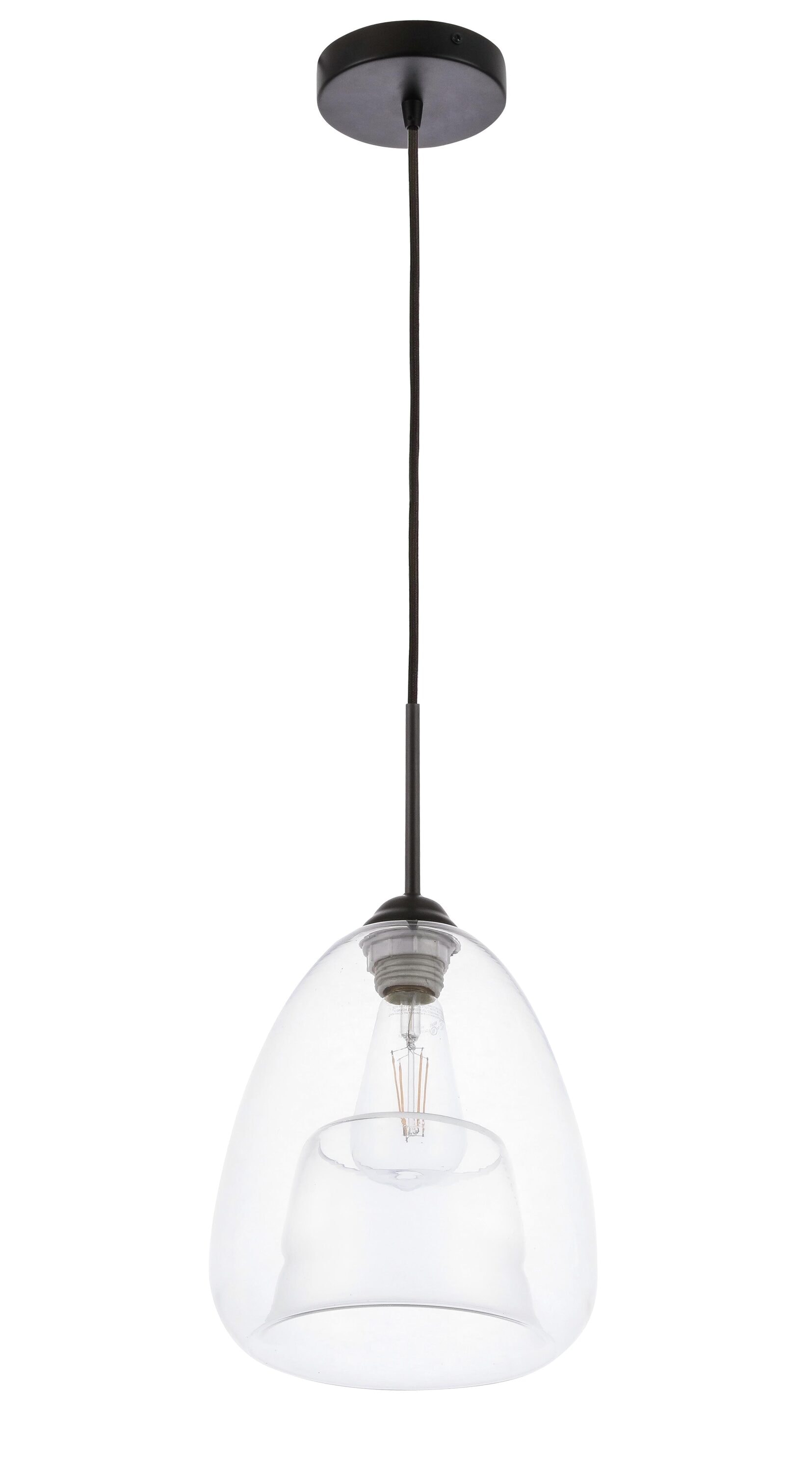 Kason Contemporary Black Finish Clear Glass Pendant Light