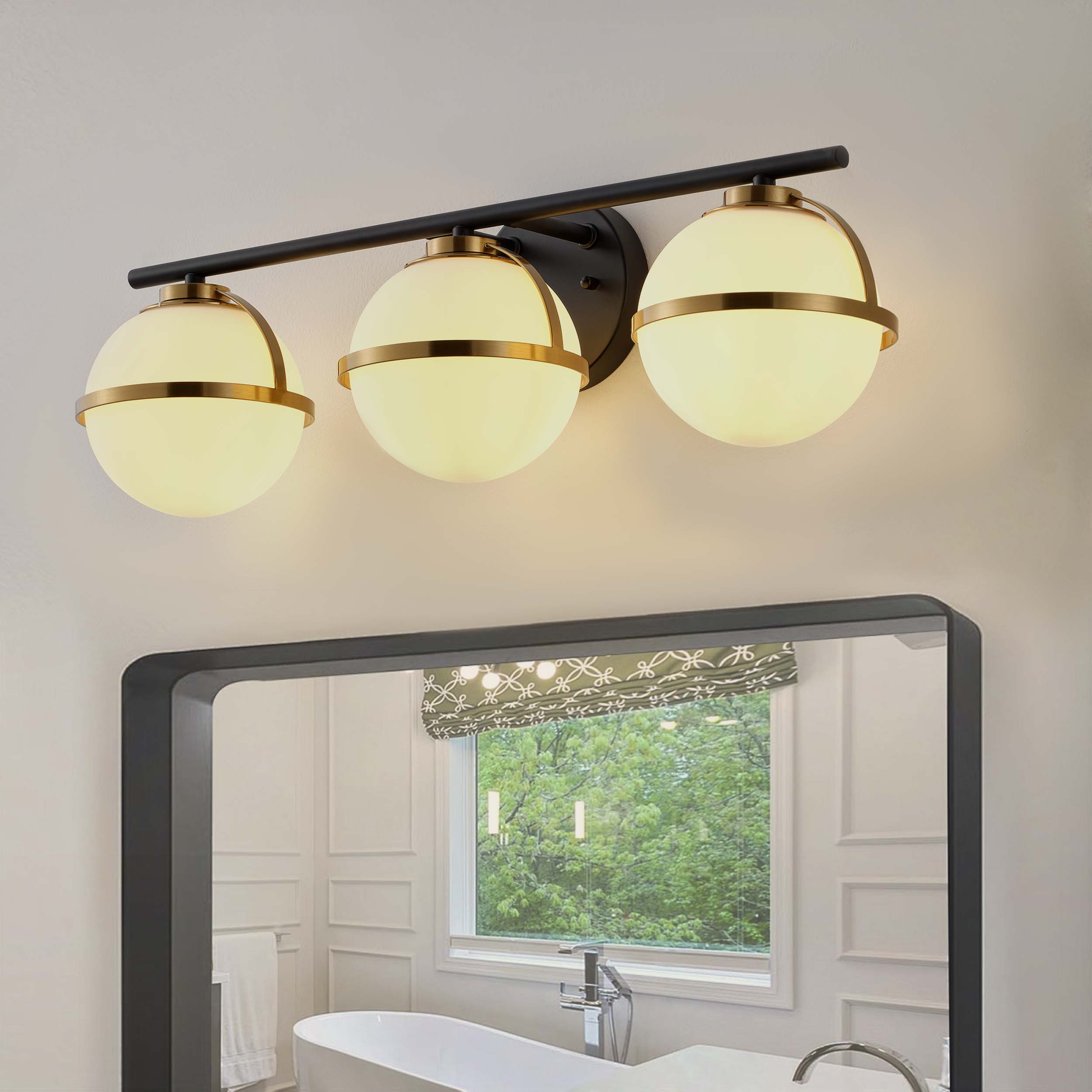 Aiwen - 23.43-in 3 Light Black Modern/contemporary Bathroom Vanity light