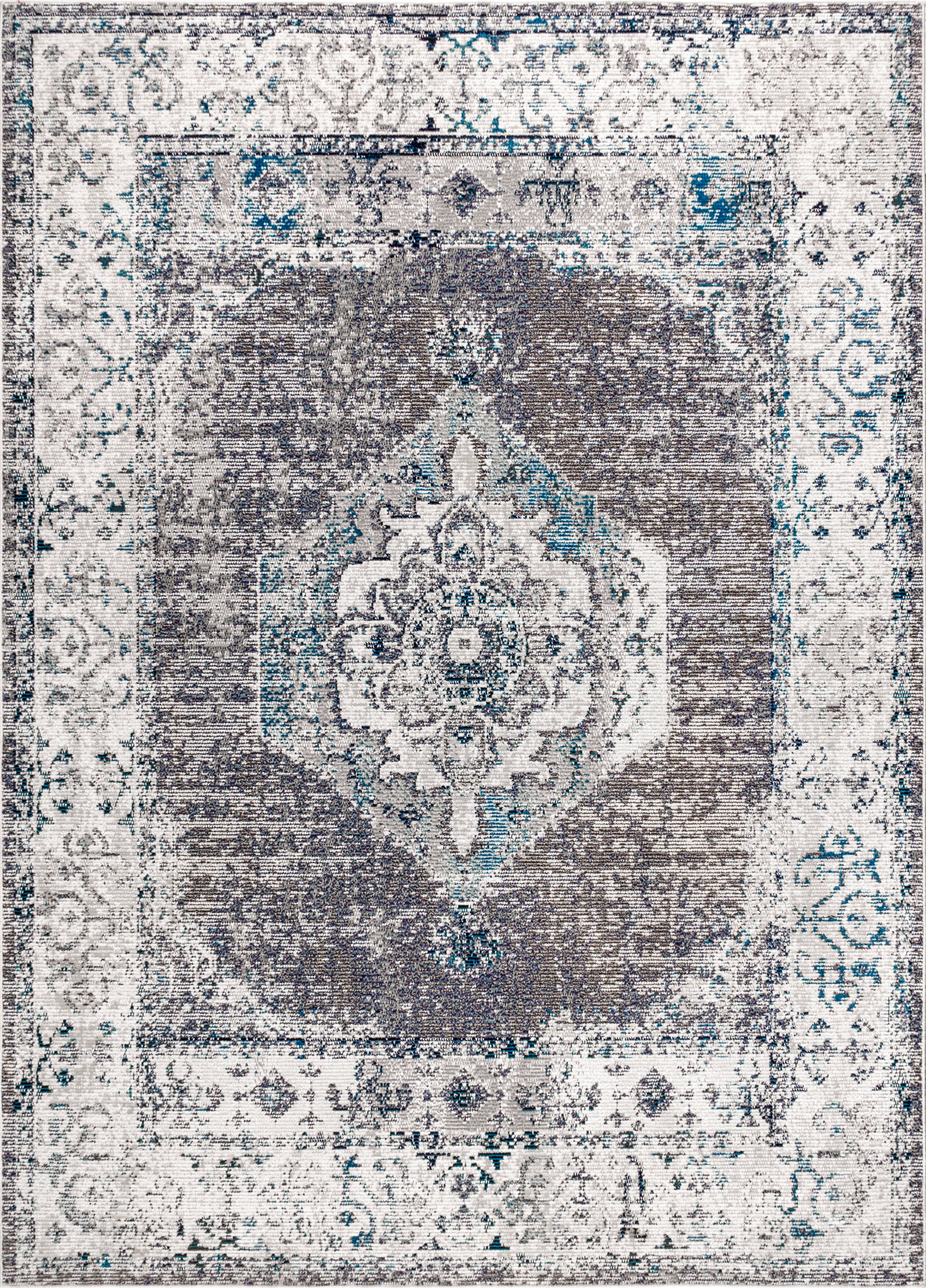 Ankara Vintage Medallion 3' x 5' Gray Synthetic Area Rug