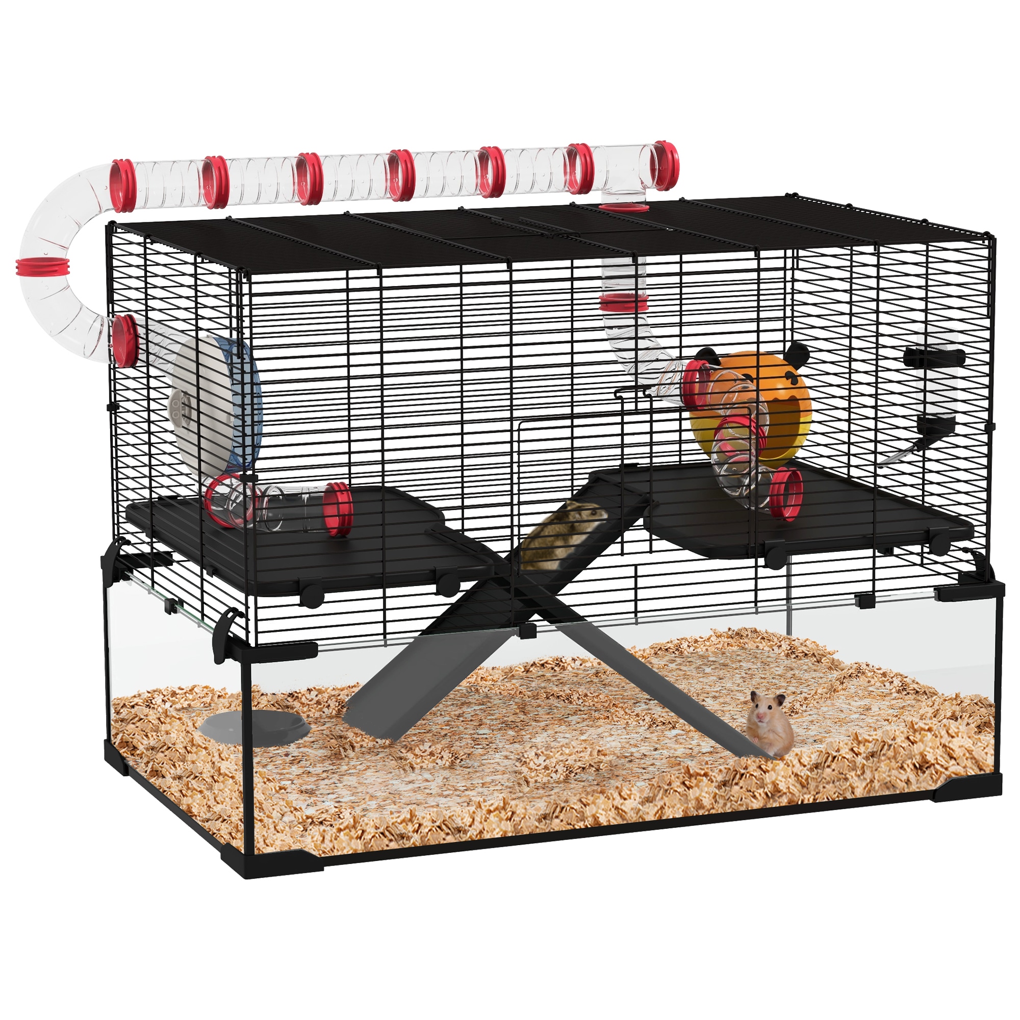 Picture of LOVMOR PawHut 31inch Extra Large Hamster Cage Tube Tunnel Deep Glass ...
