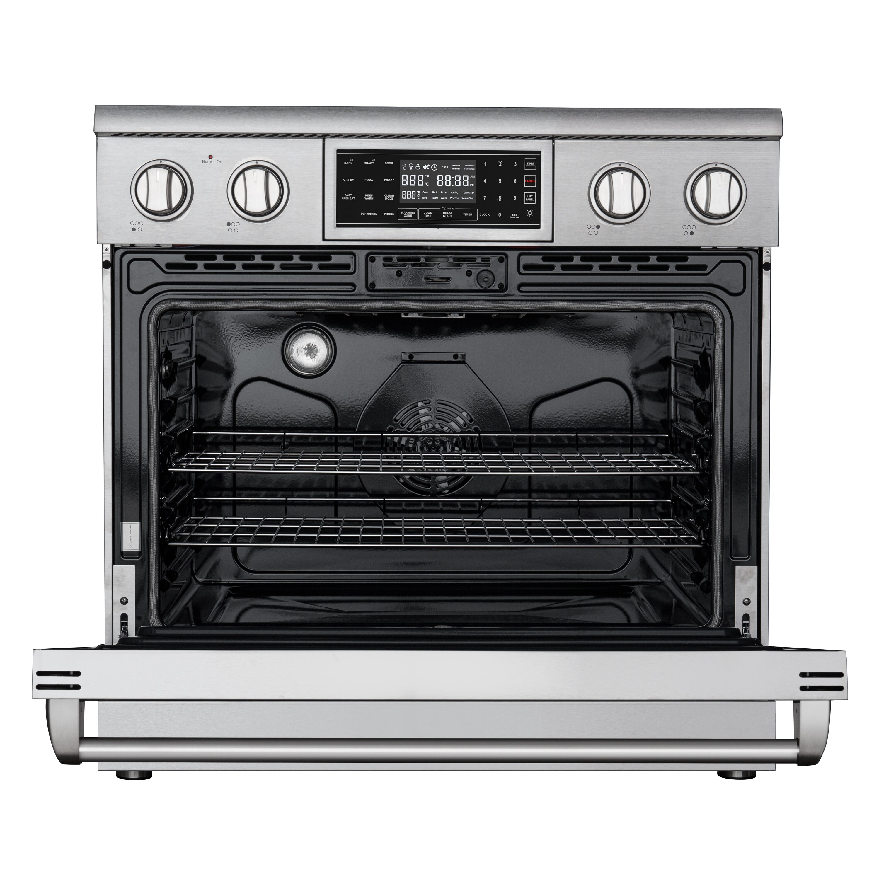 Koolmore 36 In Glass Top 5 Burners 6 Cu Ft Air Fry Freestanding Electric Range Stainless Steel 1734