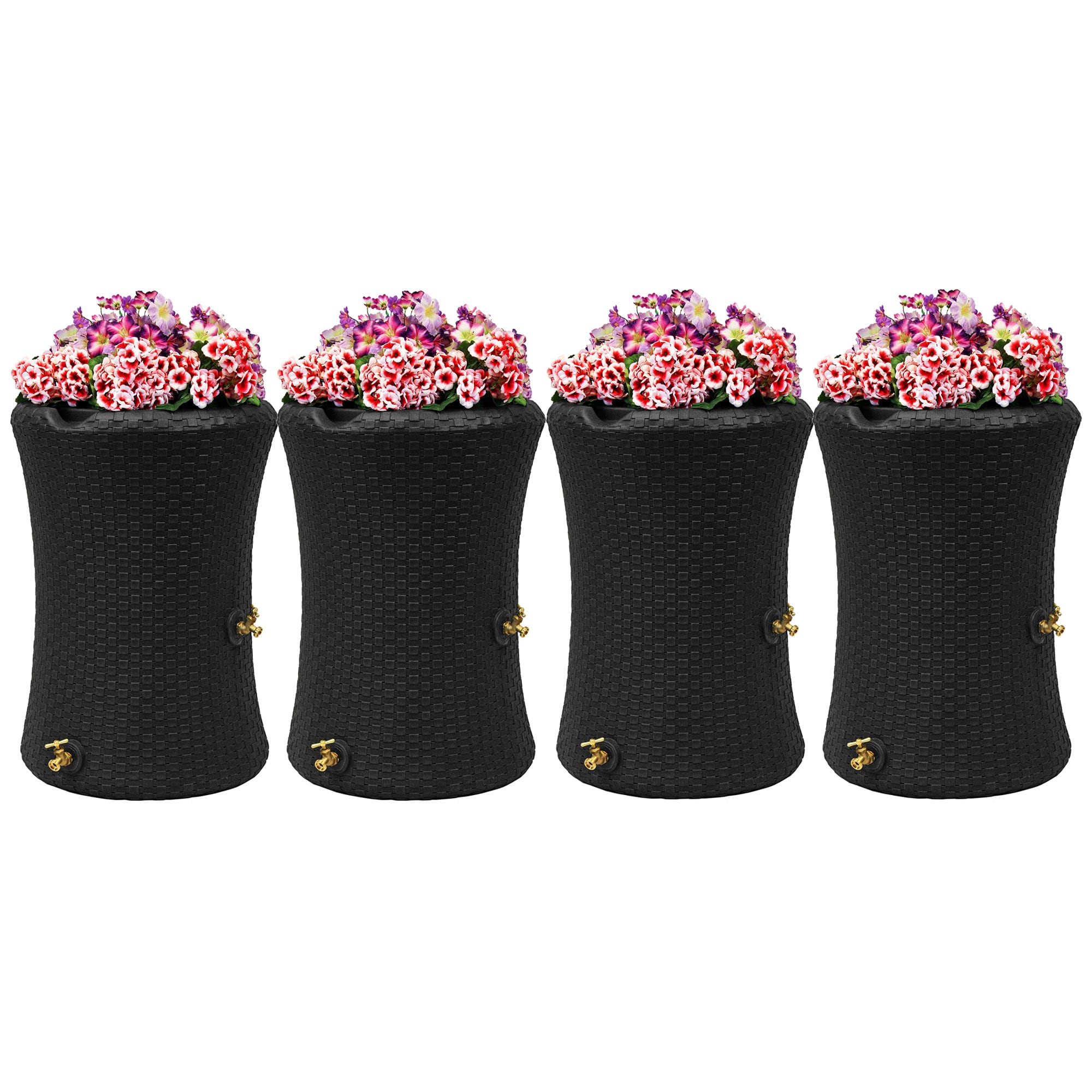 Good Ideas 50-Gallon Black Plastic Rain Barrel with Diverter Spigot #393851