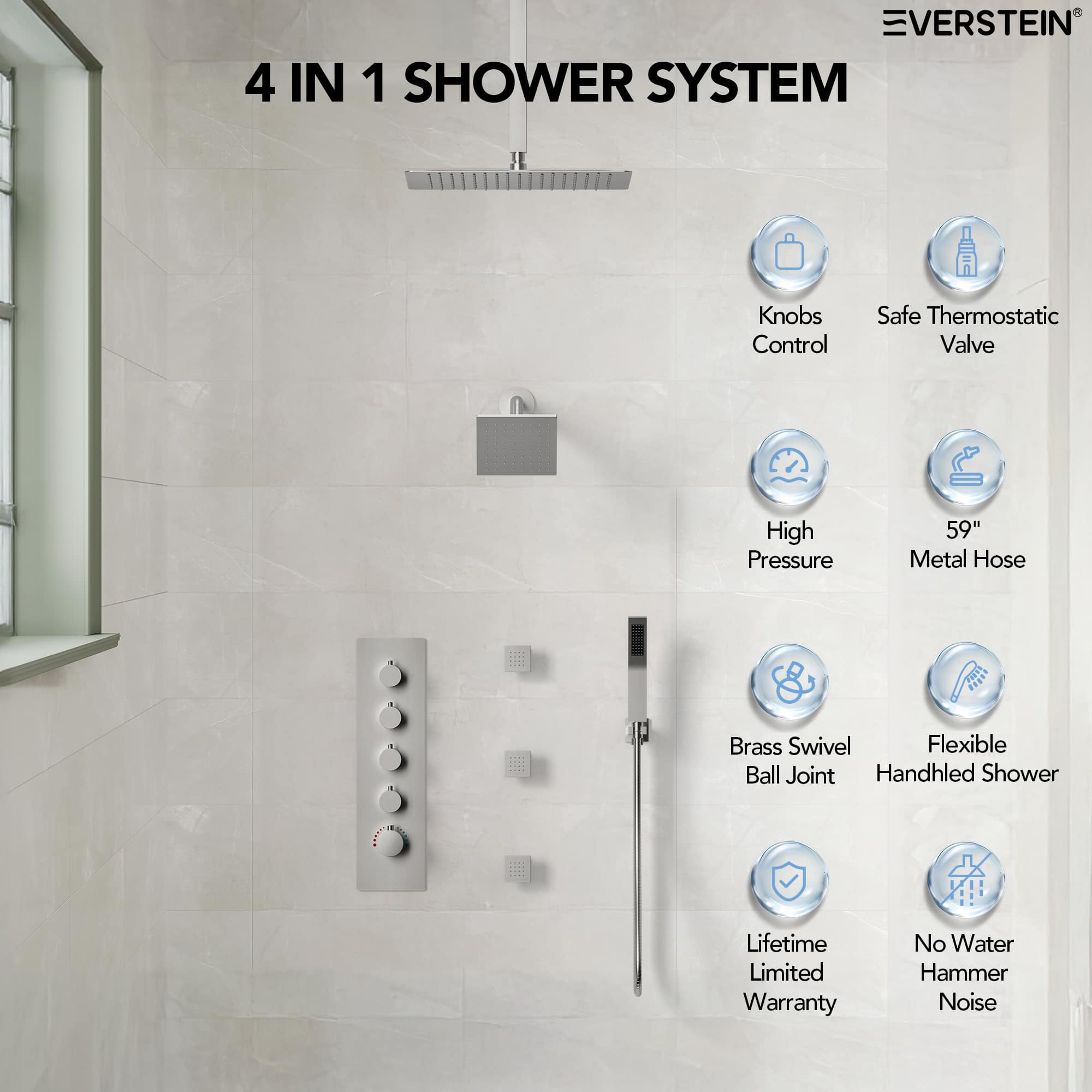 EVERSTEIN SFS-1063-NK16 Showerhead-Bar-Panels - View #3