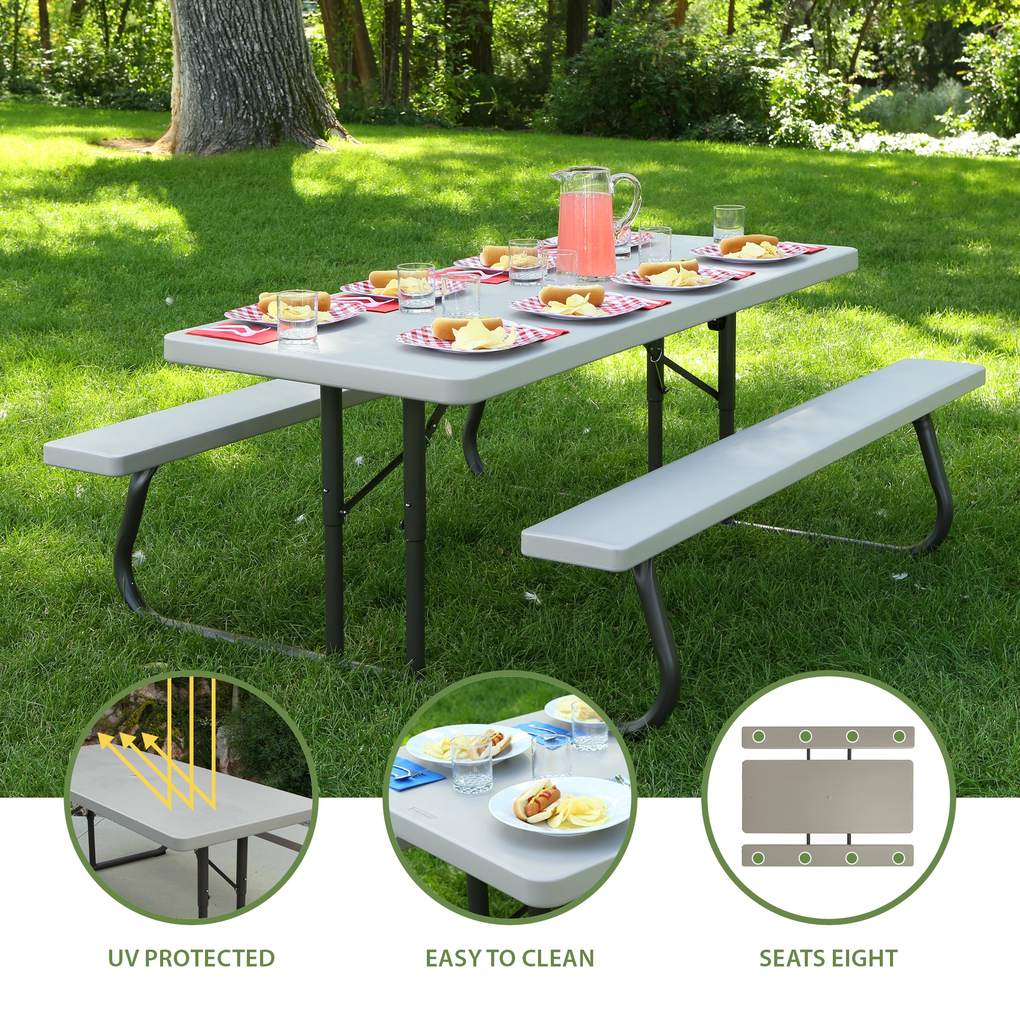 LIFETIME PRODUCTS 2-ft x 5-ft Outdoor Rectangle Polyethylene Folding  Utility Table in the Folding Tables department at