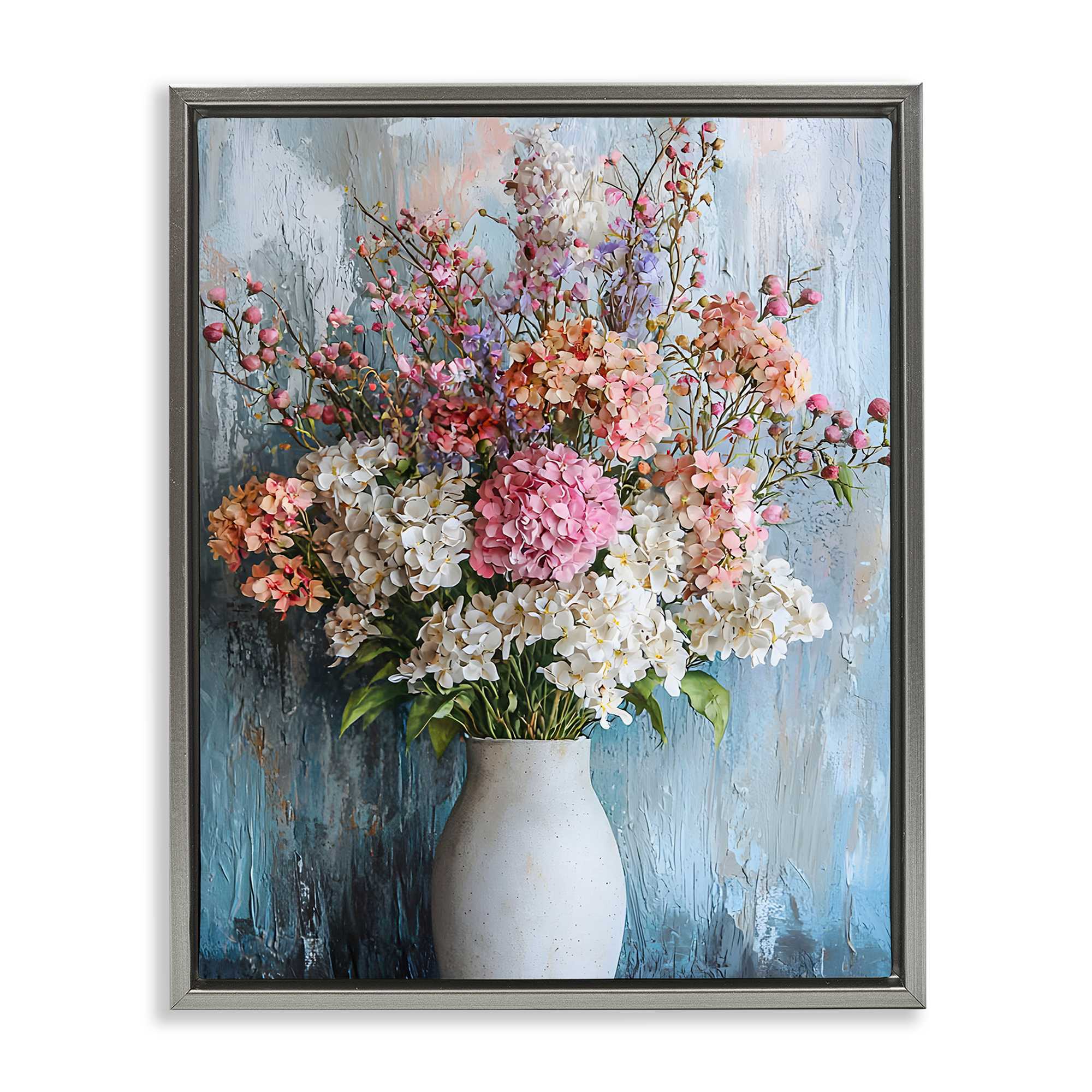 Stupell Industries BT-635-FFL-24X30 Hydrangea Vase Still Life Gray Framed Floater Canvas Wall Art By Franklyn Gregory 25 x 31