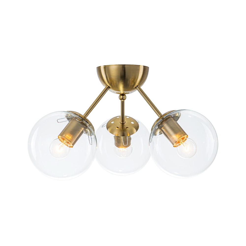Zicbol 17.72-in Copper Indoor 3 -Light LED Semi-flush Mount Light #J81010000089358