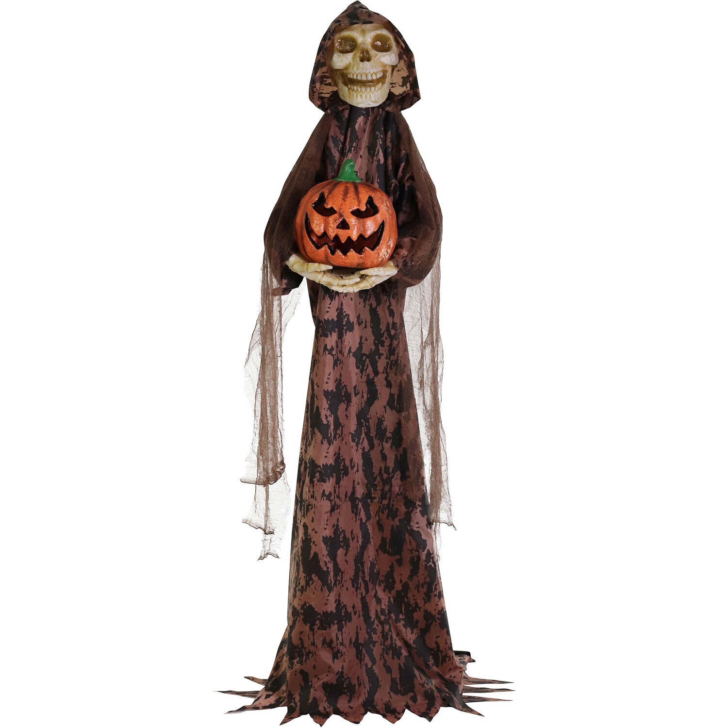 Haunted Hill Farm 4.92-ft Lighted Pumpkin Animatronic in the Outdoor ...