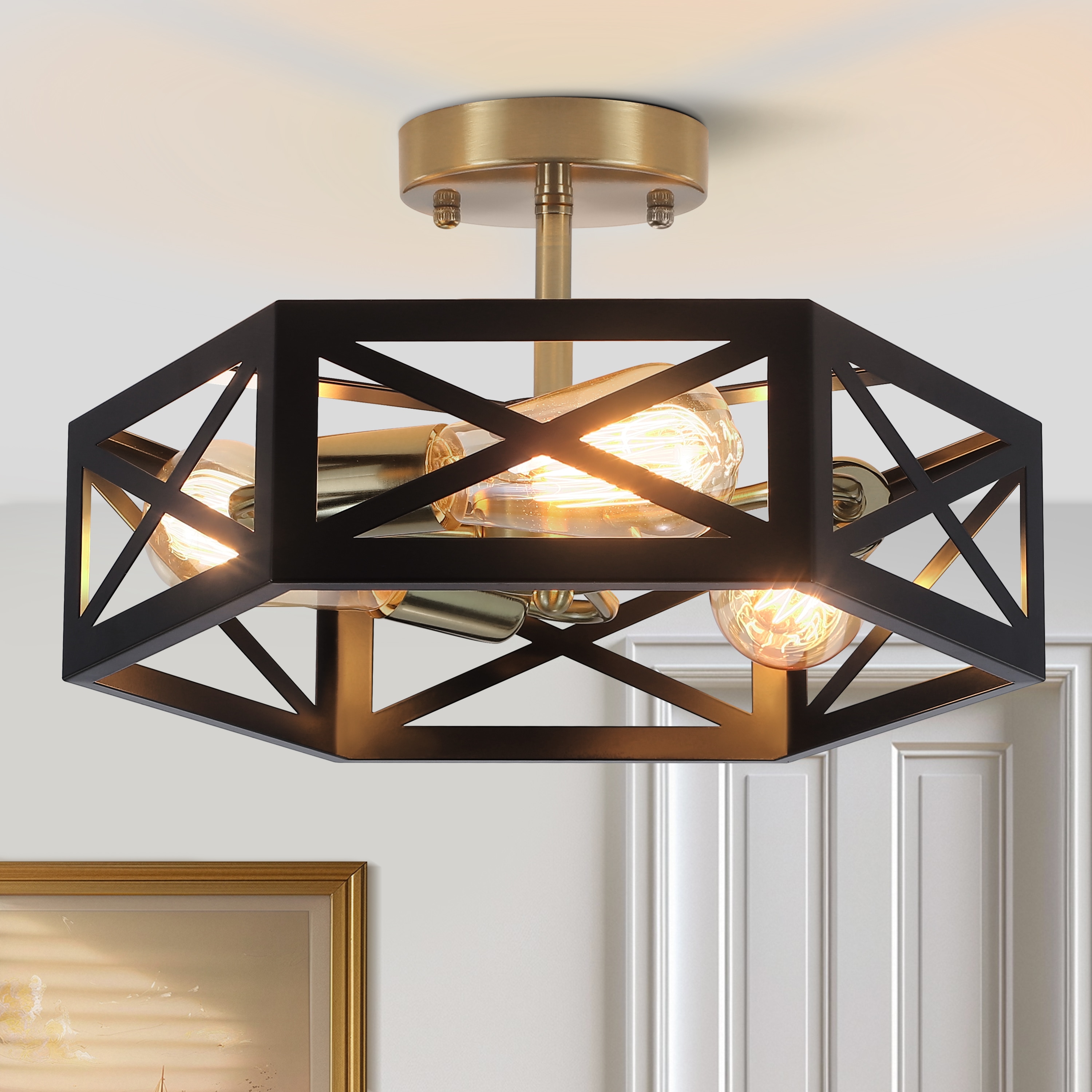 GoYeel YHC001BG03 3 -Light 14.57-in Multiple colors Semi Flush Mount Light