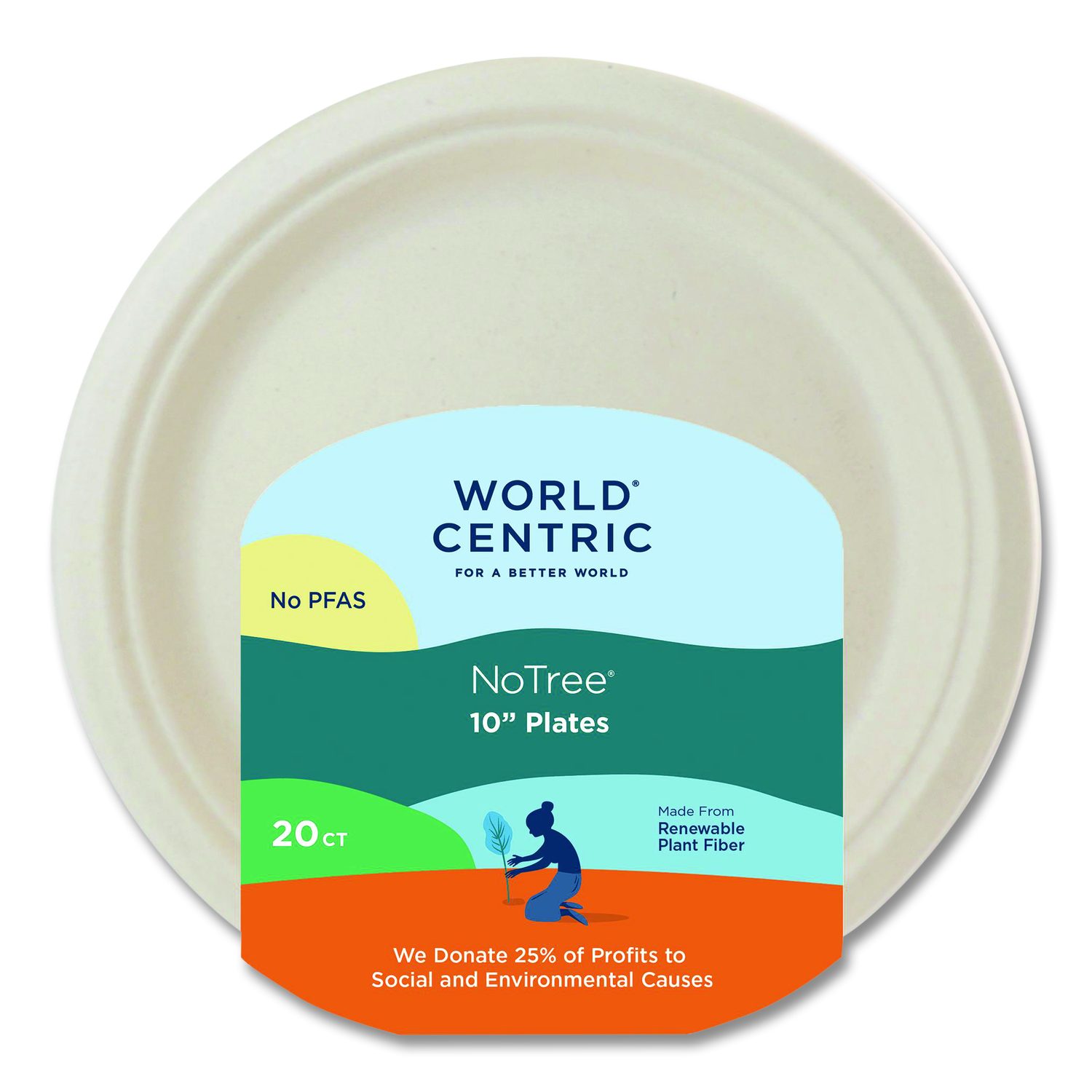 World Centric Fiber Plates 10 in dia Natural 20/Pack #PLRT-SC-U10