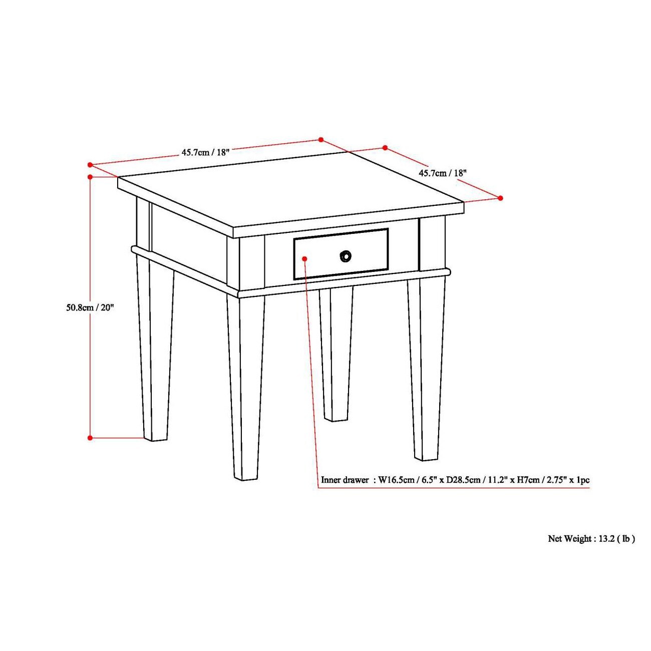 Carlton Medium Saddle Brown Solid Wood End Table with Storage