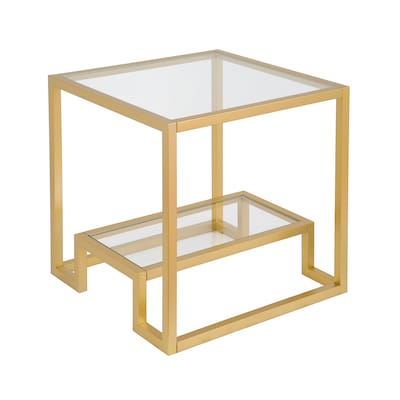 Hailey Home Athena Gold Glass Glam End, Square Glass End Table Gold