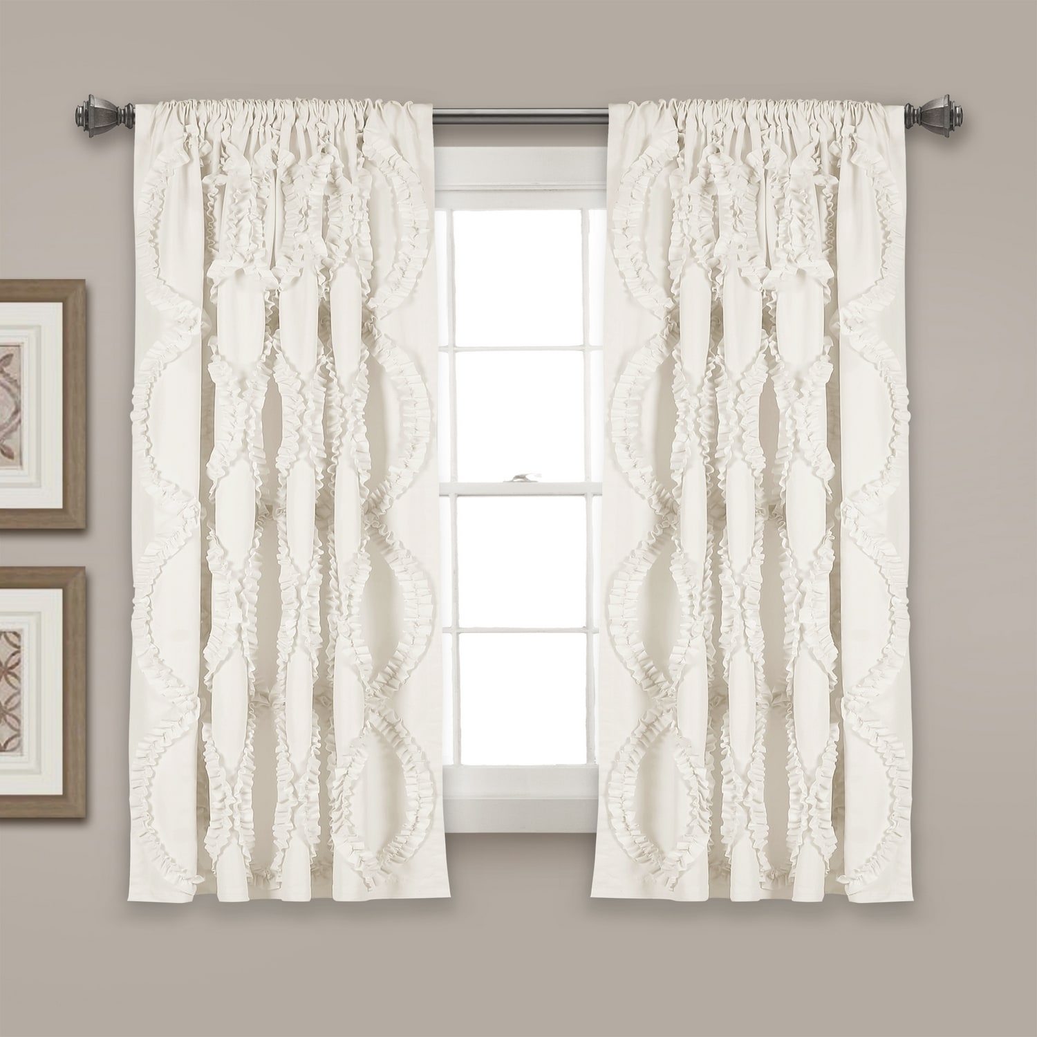 Lush Decor 21T013304 45-Inches White Room darkening Rod pocket Single curtain panel