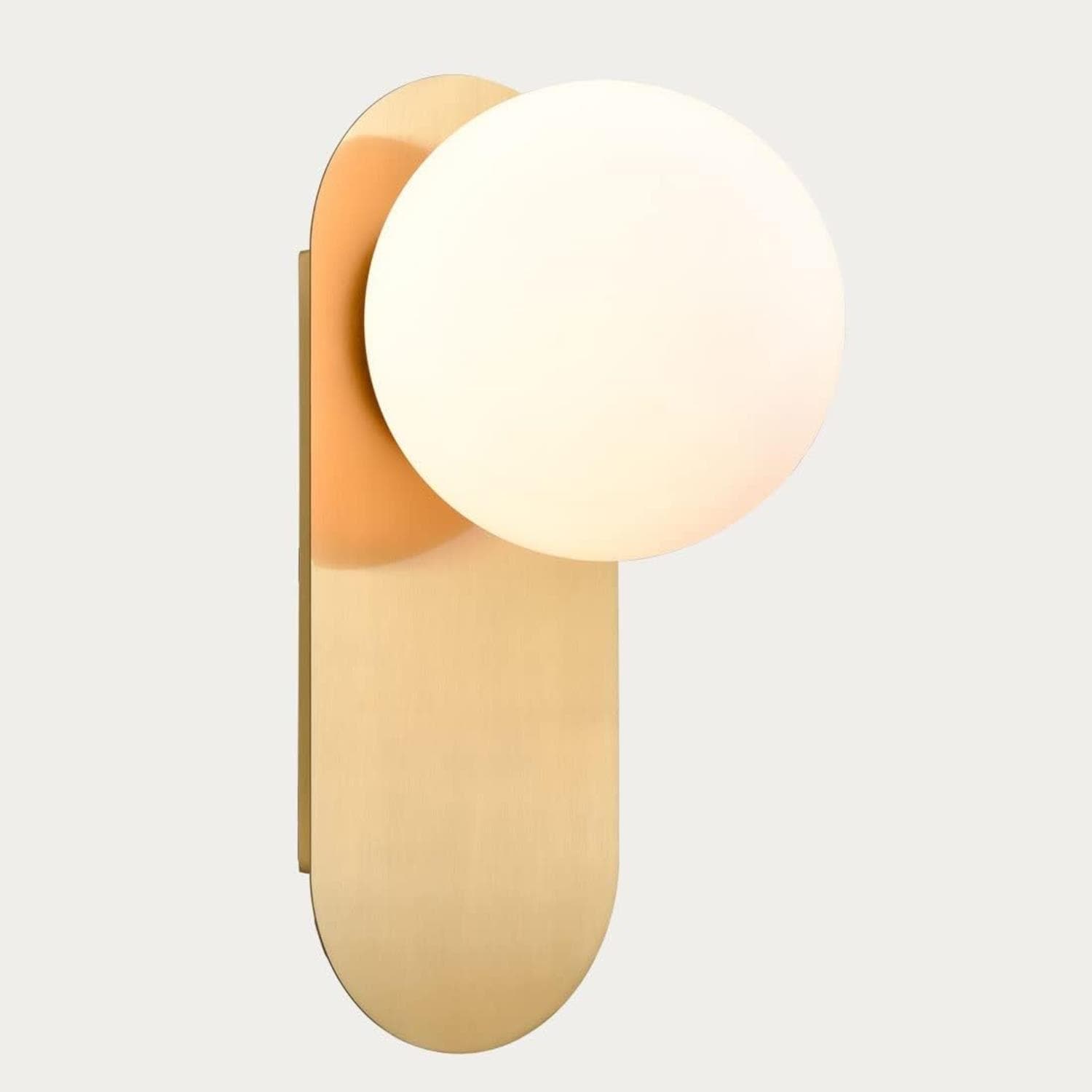 Claxy HK-B3241BU-J Opal 5.9-in W 1 -Light Brushed Brass Wall Sconce