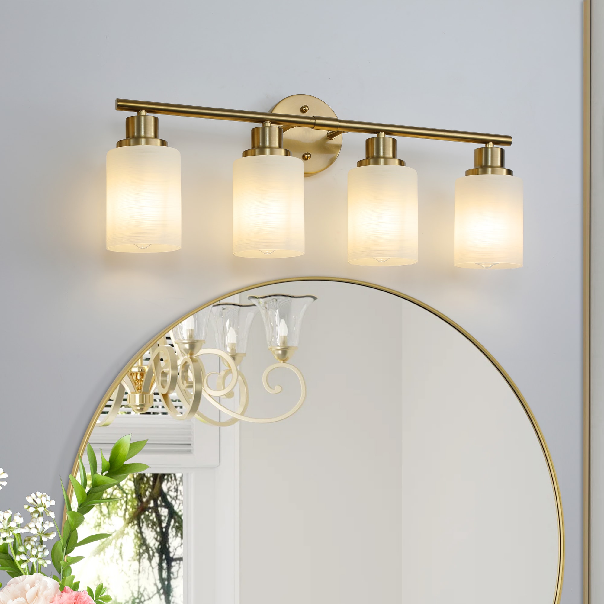 Forclover Vanity Lights 24.4-in 4 Light Brushed Copper Modern/contemporary Bathroom Vanity light