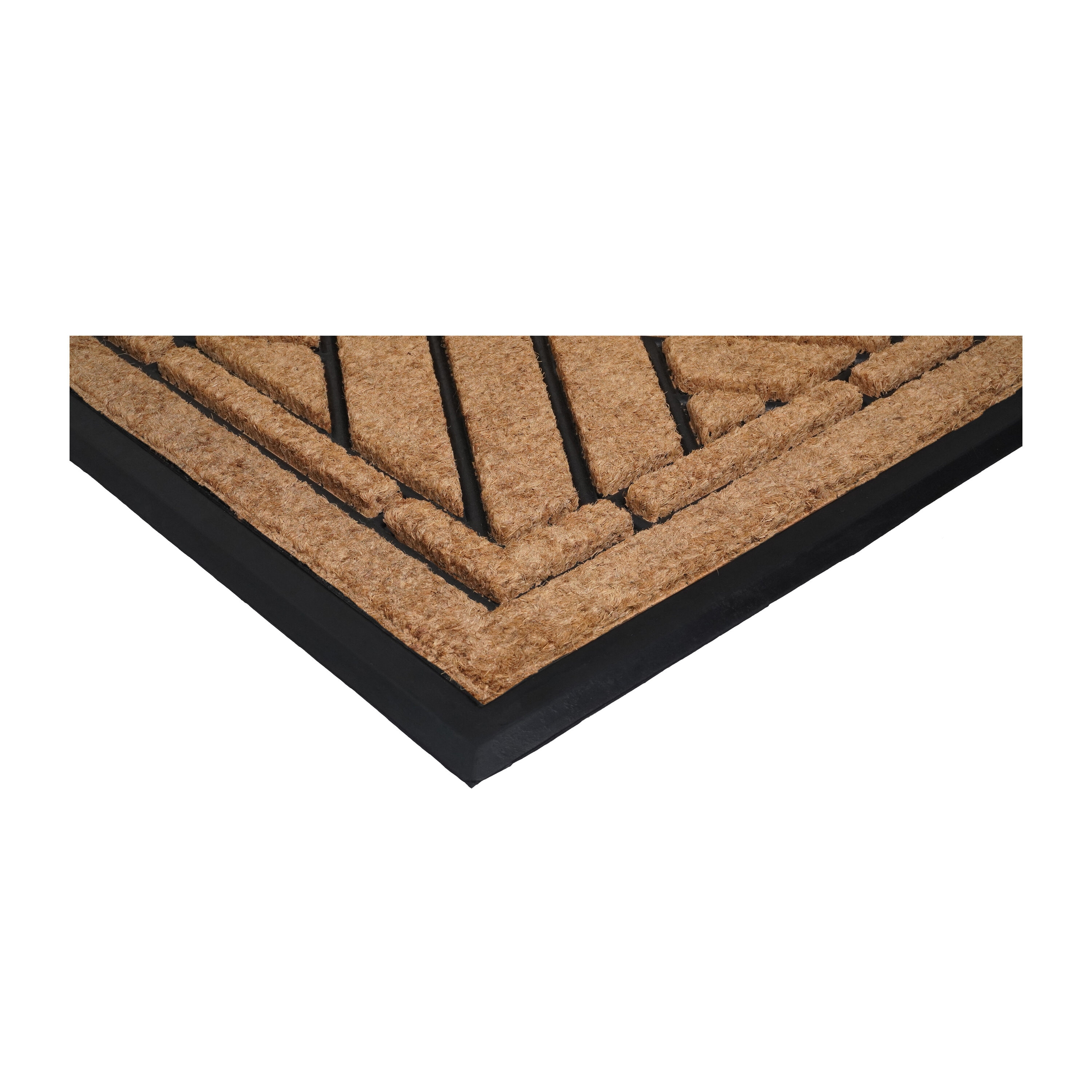 Geometric Natural Coir and Rubber Outdoor Doormat 18" x 30"