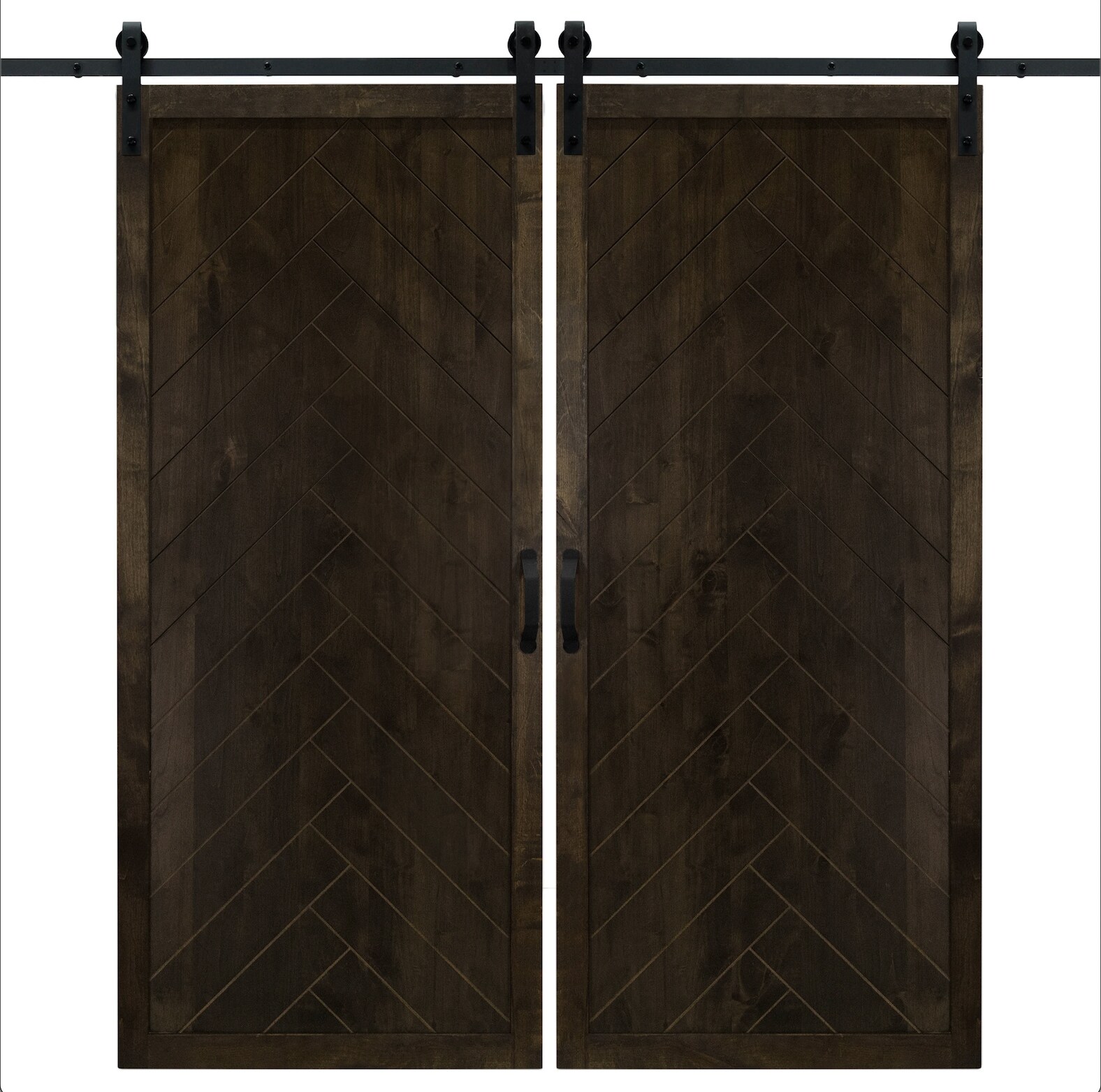 Dogberry DHERR36DKCHNONEDBHD 36-in x 84-in Dark Chocolate Knotty alder Wood Solid core Double Barn Door (Hardware Included)
