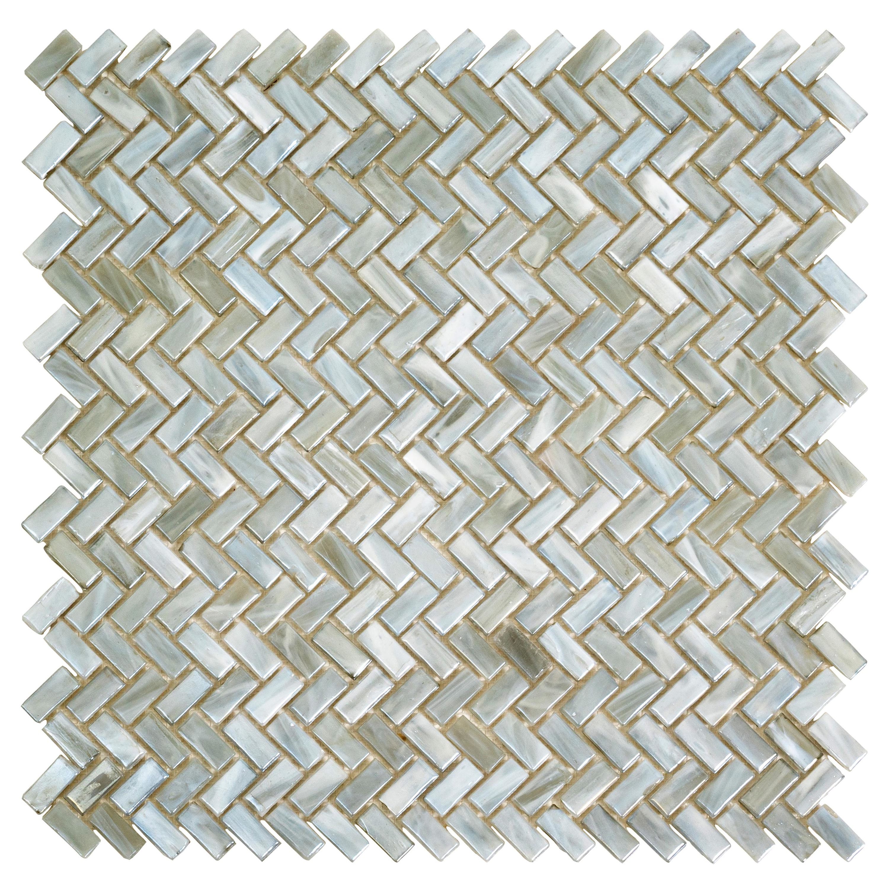 Apollo Tile Majeste Gray 12-in x 12-in Matte Glass Herringbone ...